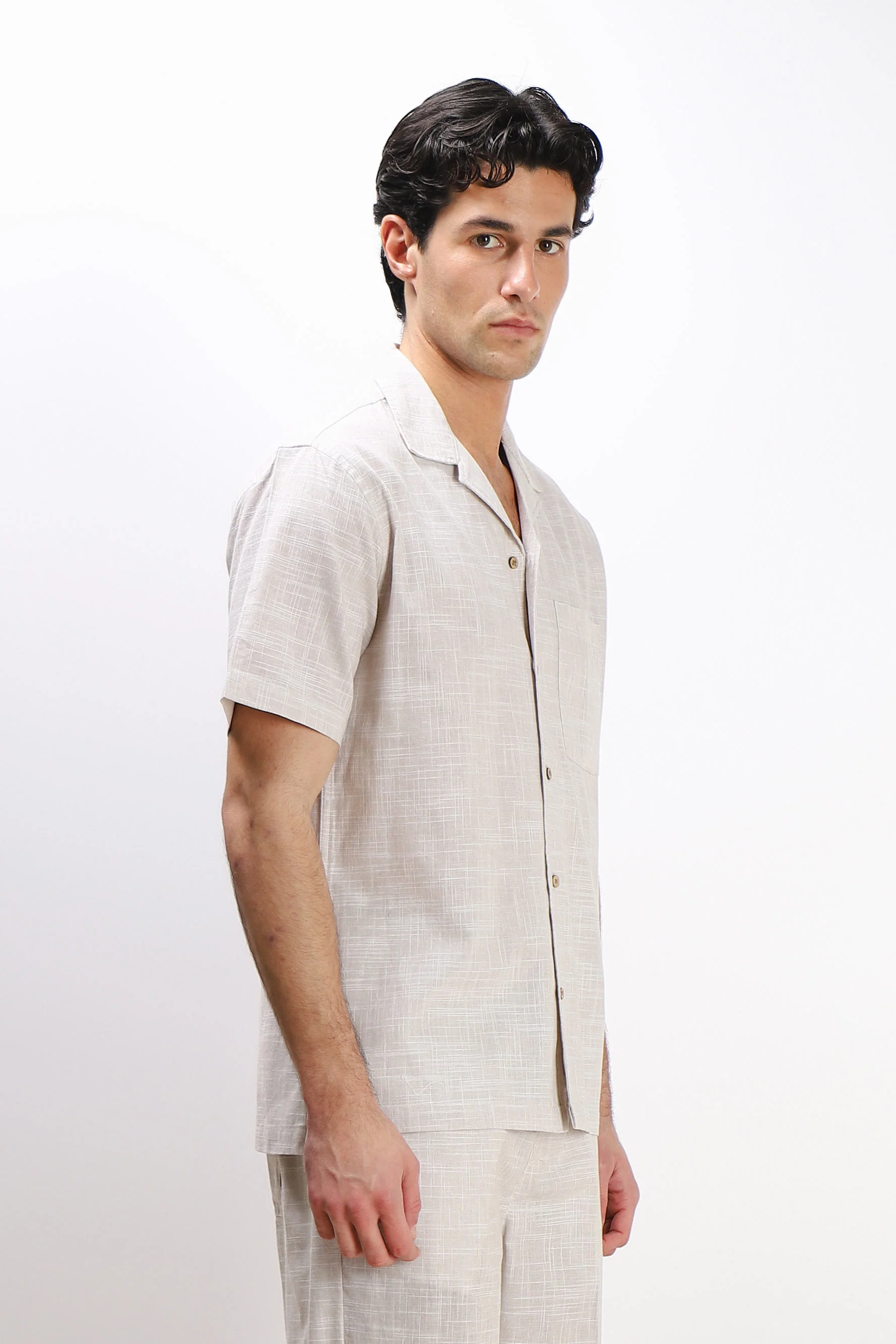 CAMICIA COLLO BOWLING MEZZA MANICA CON TASCHINO FANGO - Image 3