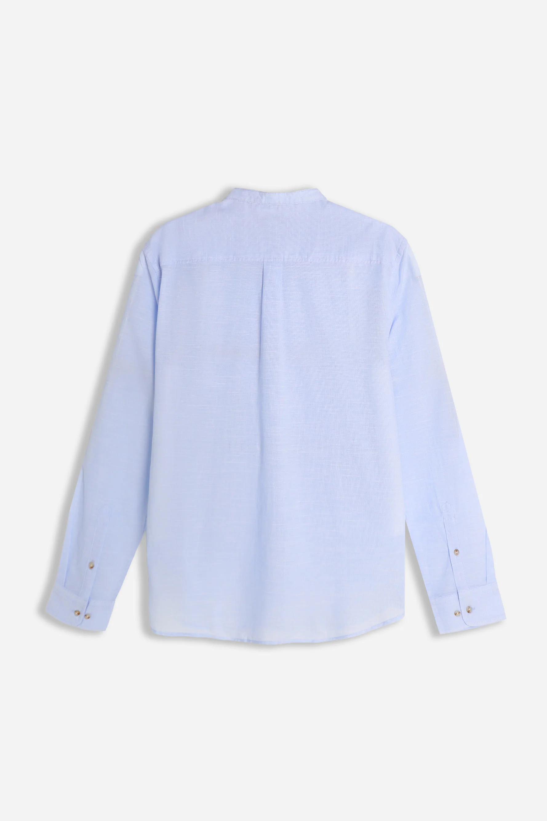 CAMICIA COLLO COREANO COTONE SLUB AZZURRO - Image 3