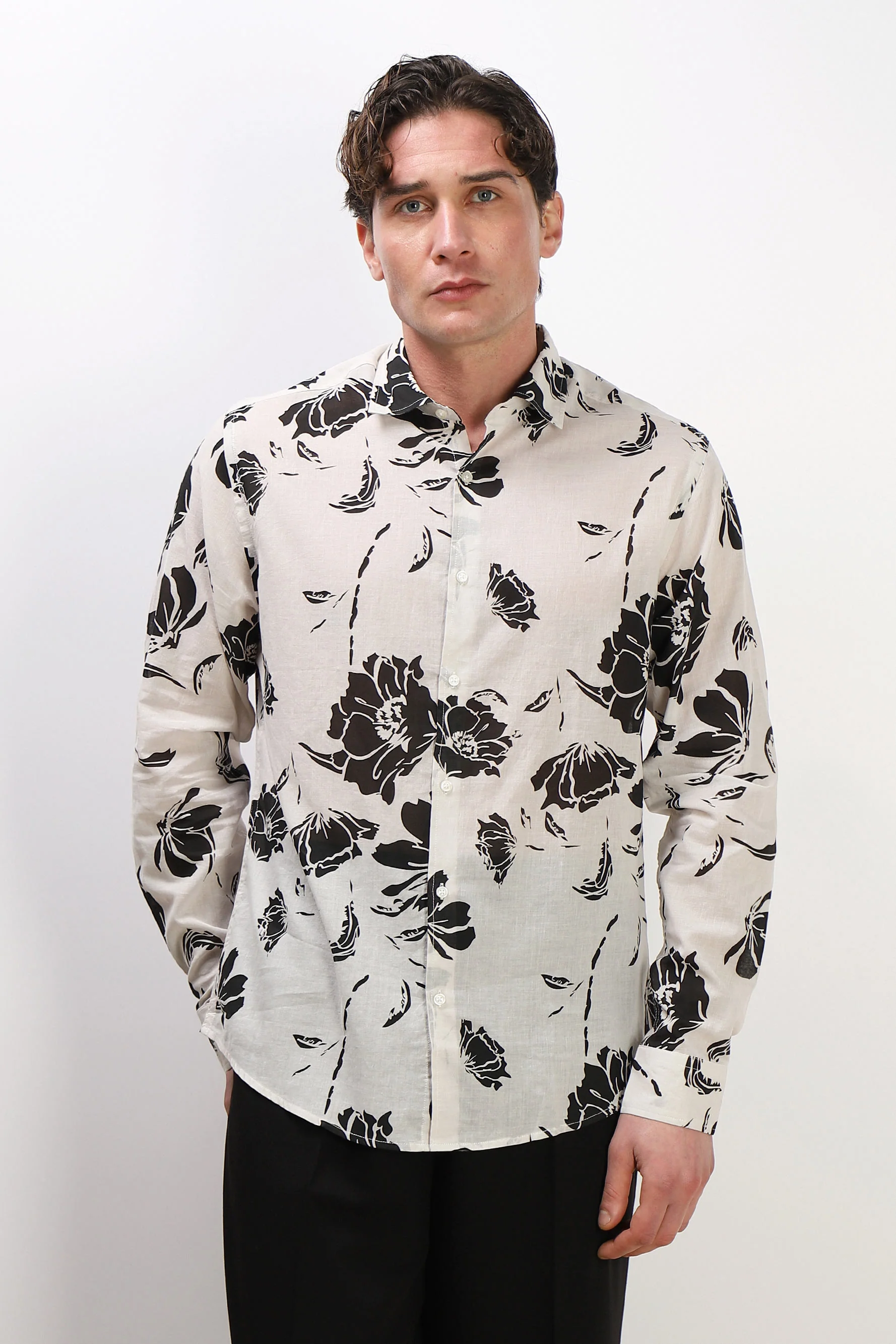 CAMICIA FANTASIA COLLO ITALIANO BEIGE CHIARO - Image 3