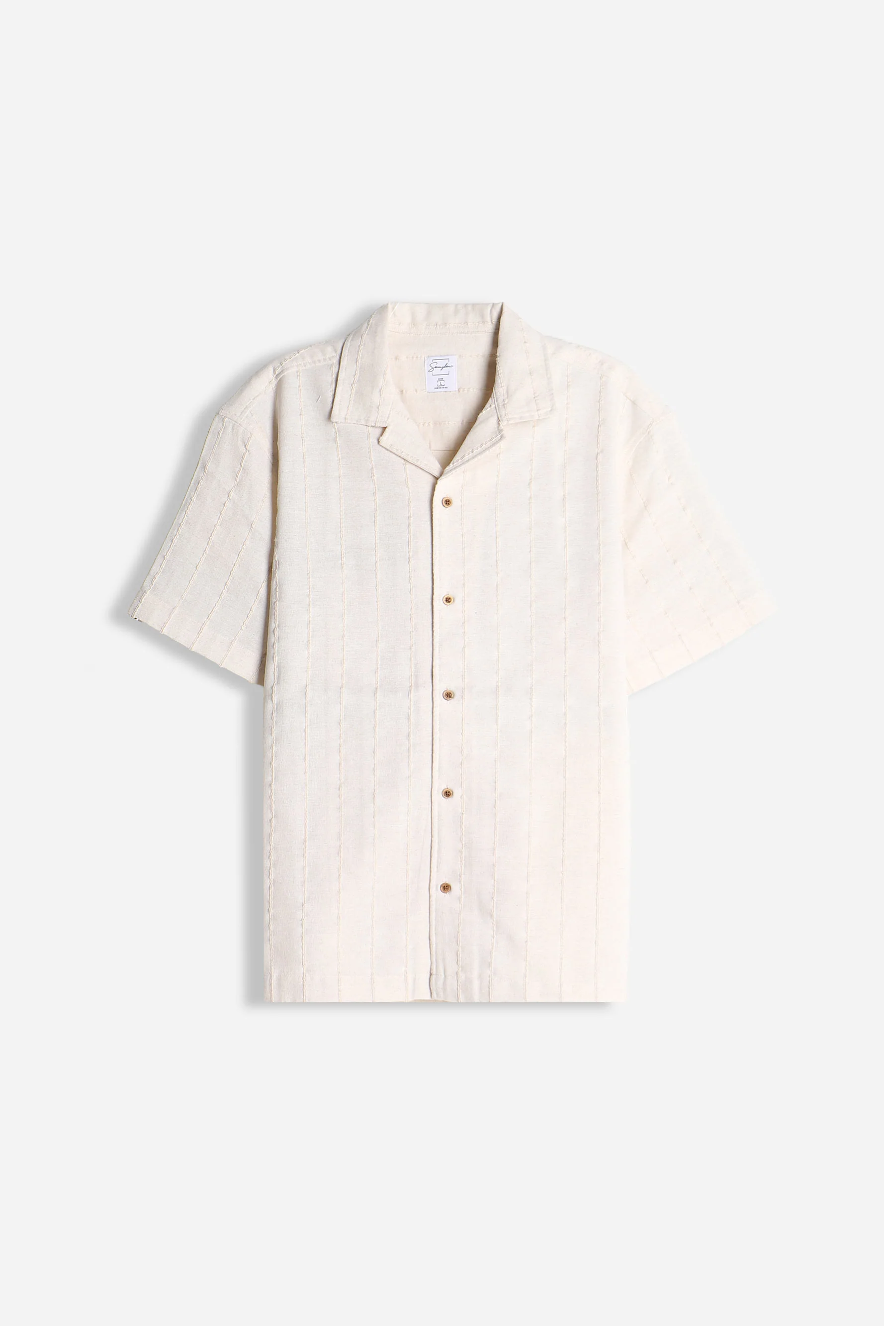 CAMICIA FANTASIA RIGHE MEZZA MANICA F ECRU