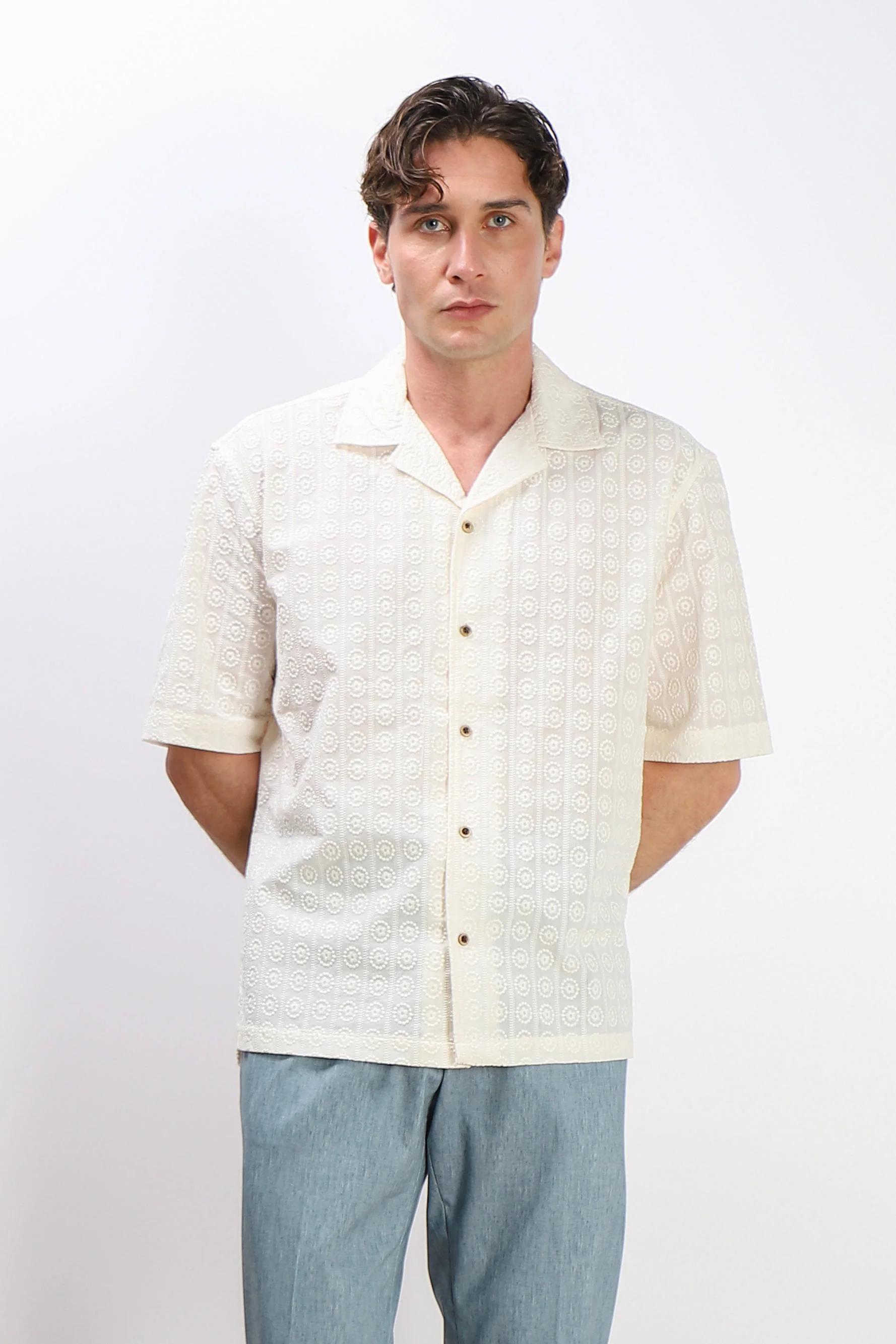 CAMICIA SAN GALLO MEZZA MANICA ECRU - Image 3