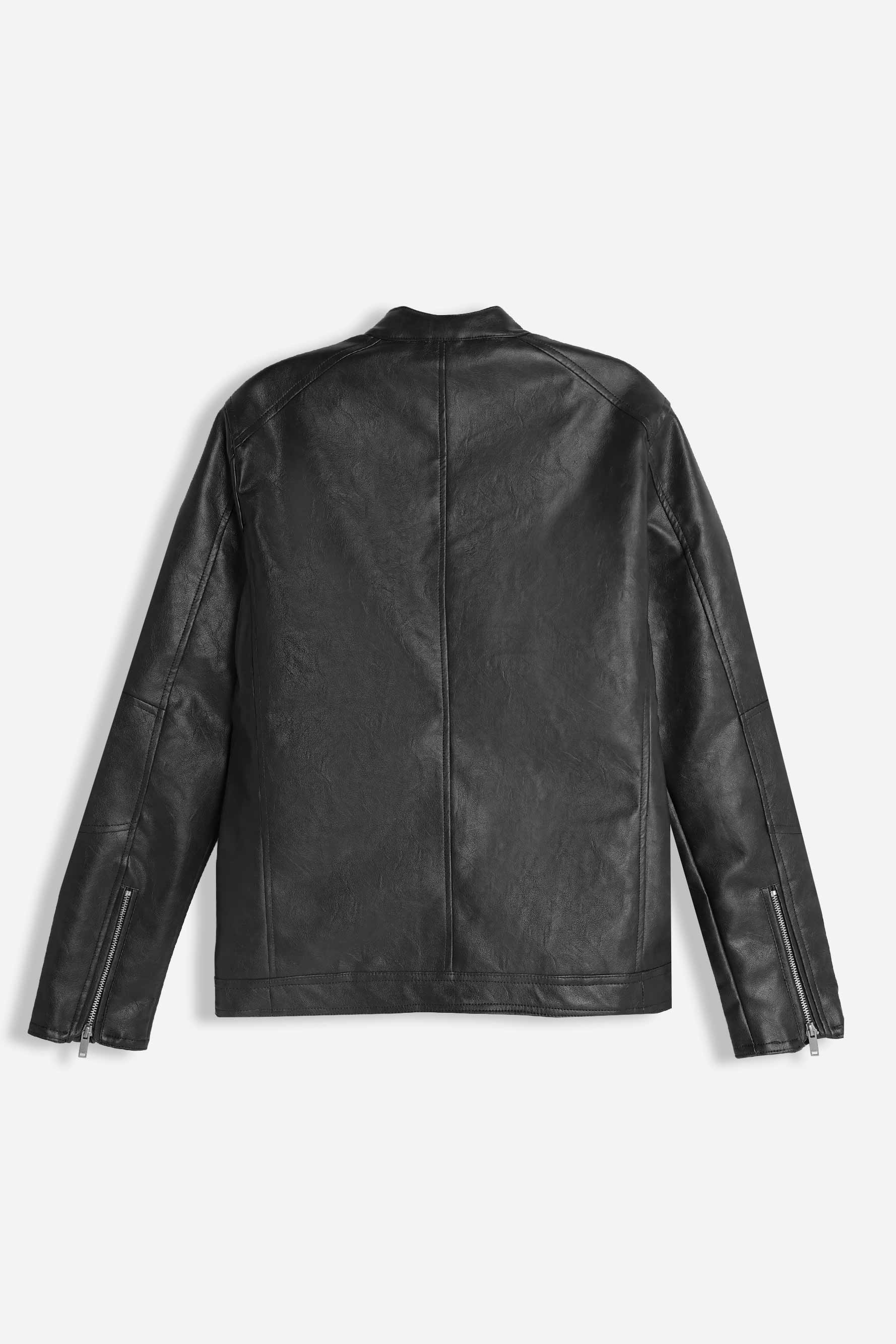 GIUBBOTTO BIKER EFFETTO PELLE NERO - Image 3
