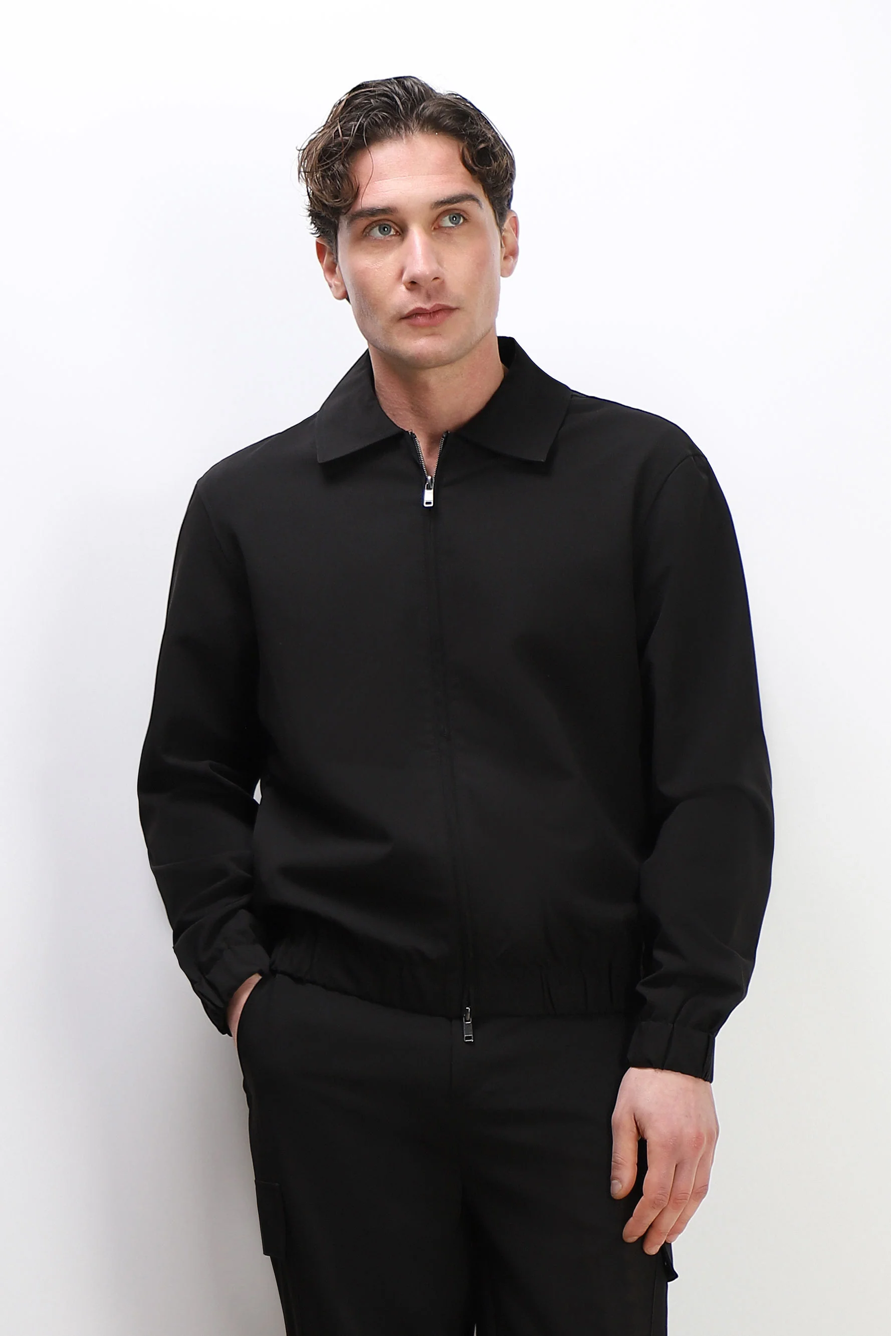 GIUBBOTTO BOMBER COLLO CAMICIA NERO - Image 4