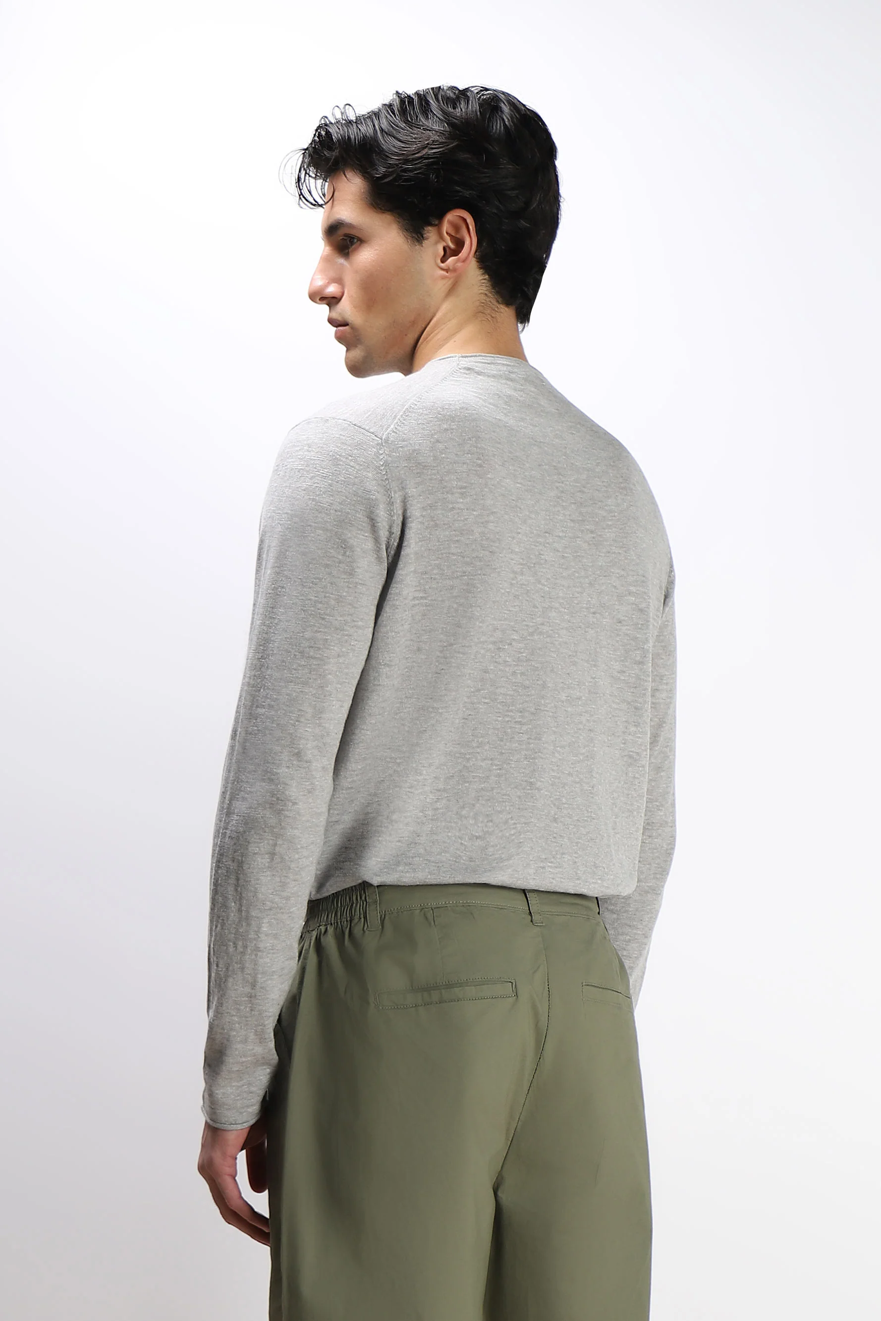 MAGLIA IN COTONE SLUB E TASCHINO GRIGIO MEDIO - Image 5