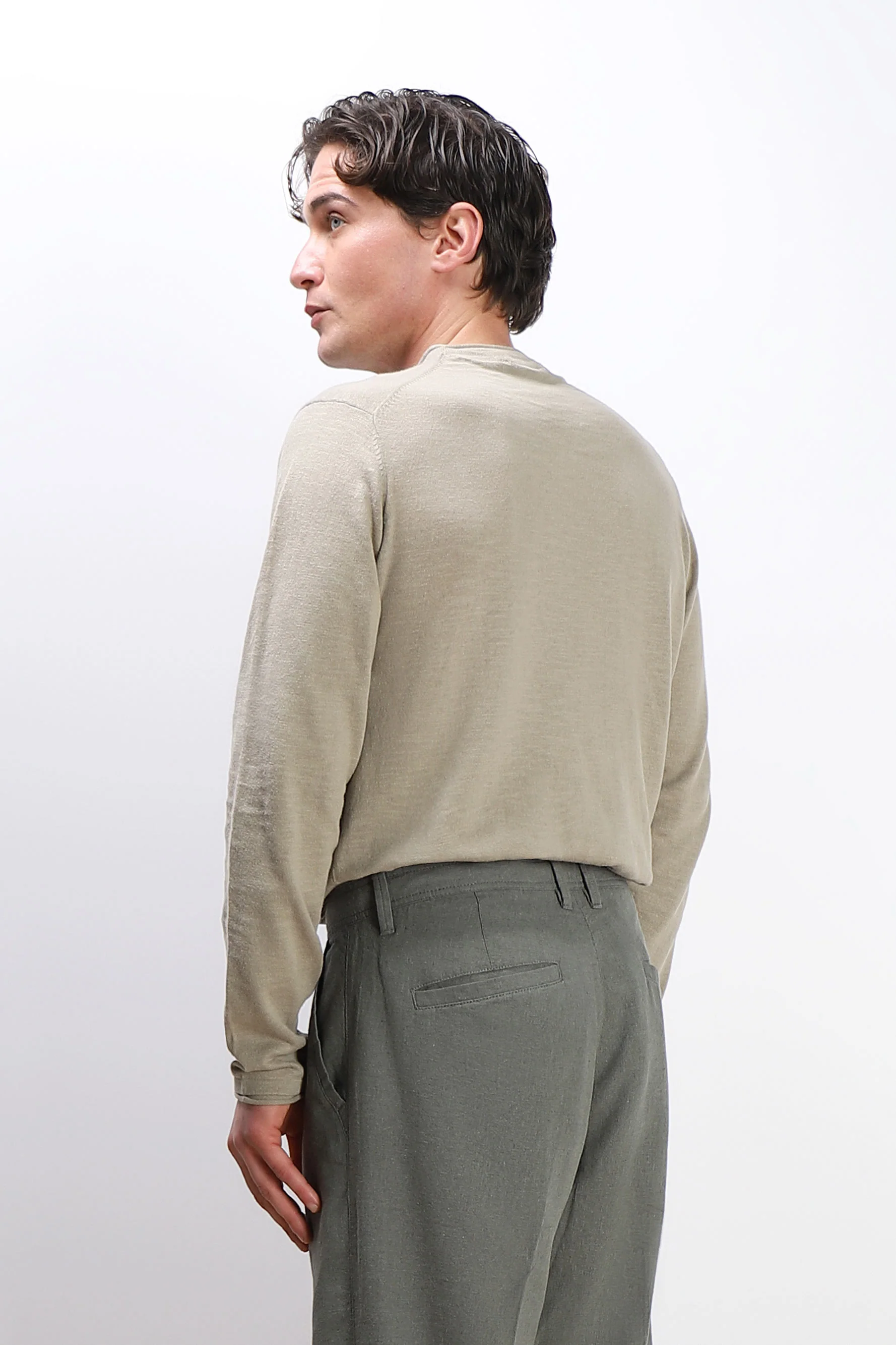 MAGLIA IN COTONE SLUB E TASCHINO KAKI - Image 4