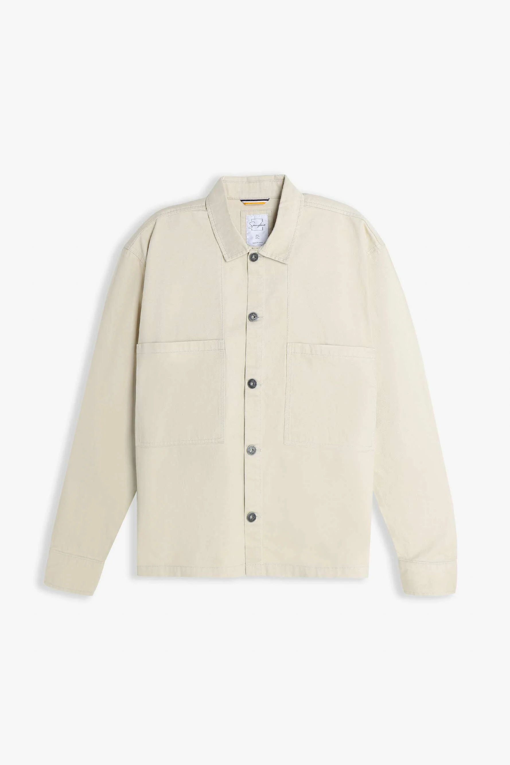 OVERSHIRT IN COTONE DOPPIA TASCA FRONTALE BEIGE CHIARO - Image 5