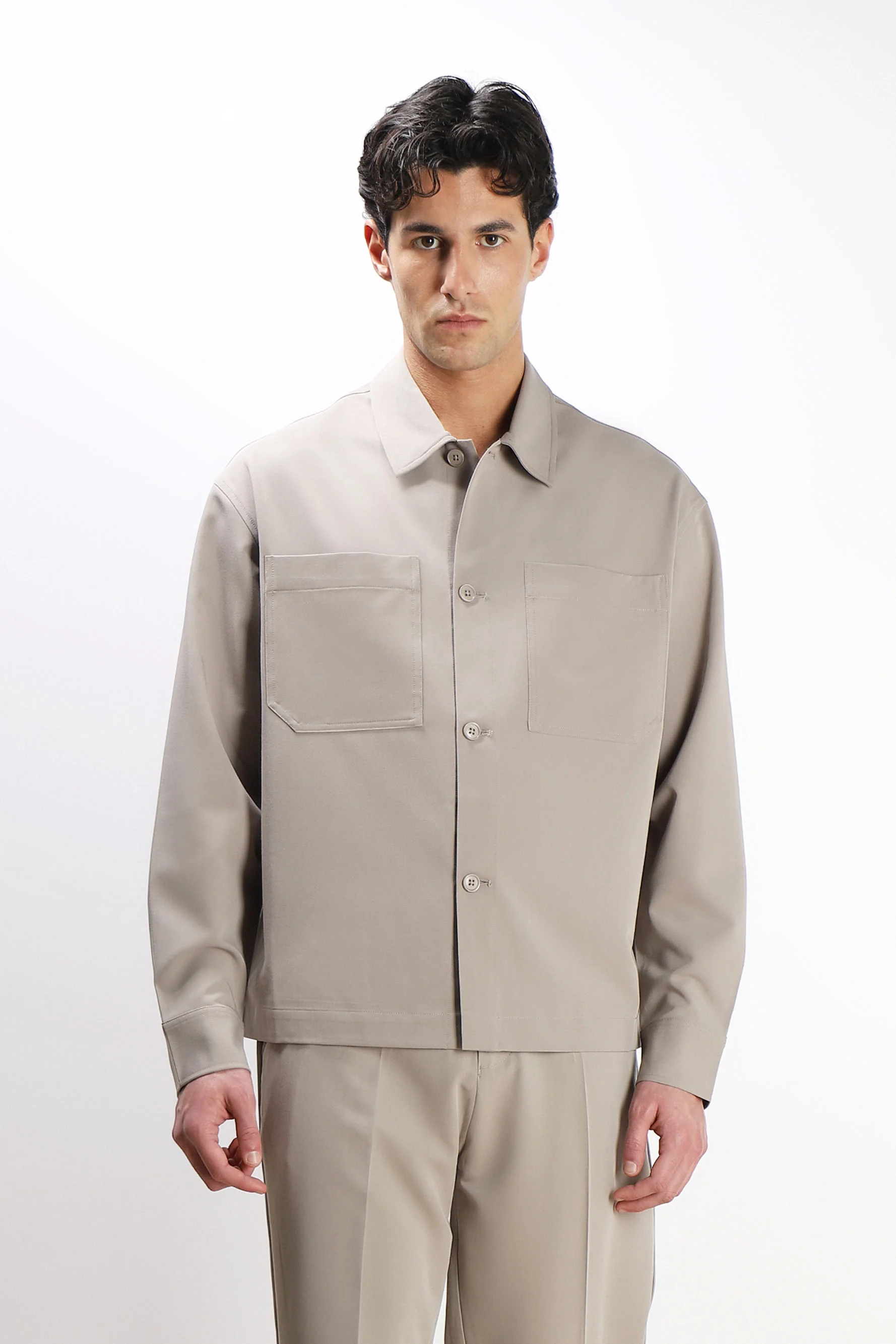 OVERSHIRT TESSUTO MORBIDO SABBIA - Image 2