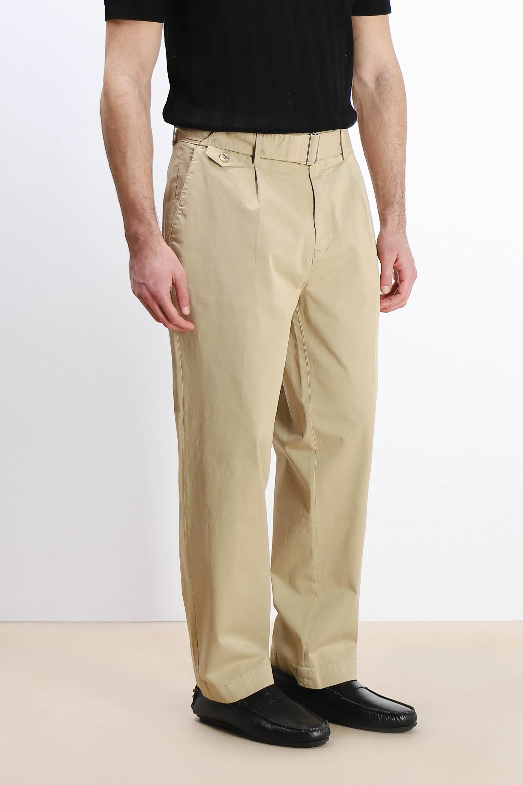 PANTALONE CHINO DOPPIA PENCE E CINTURINO BEIGE SCURO - Image 3