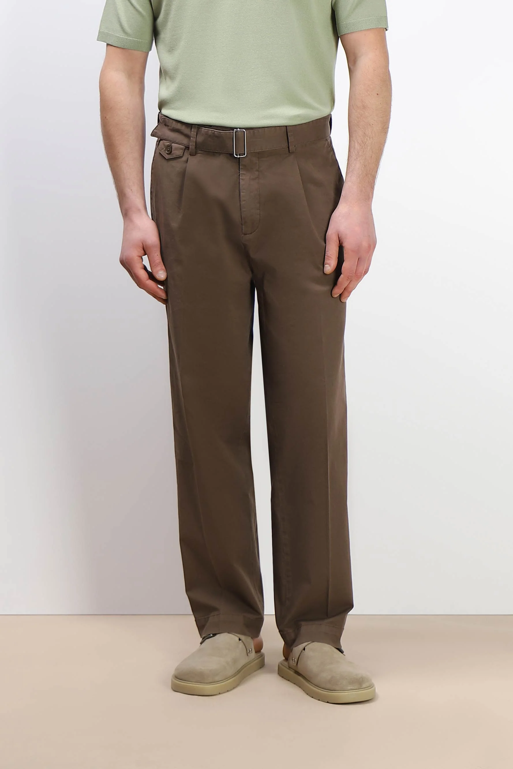 PANTALONE CHINO DOPPIA PENCE E CINTURINO MORO - Image 2