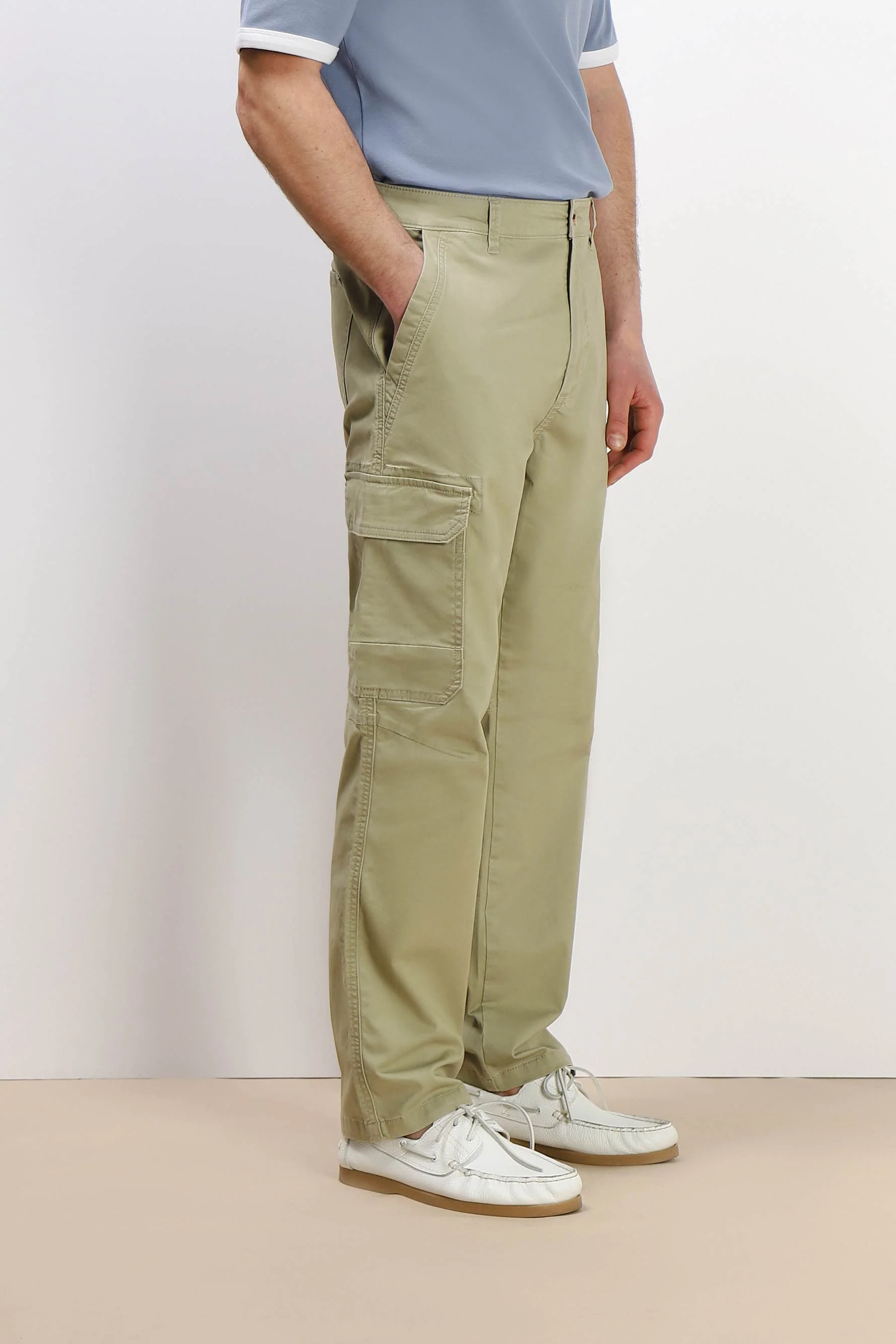 PANTALONE CON TASCONI LATERALI KAKI - Image 3