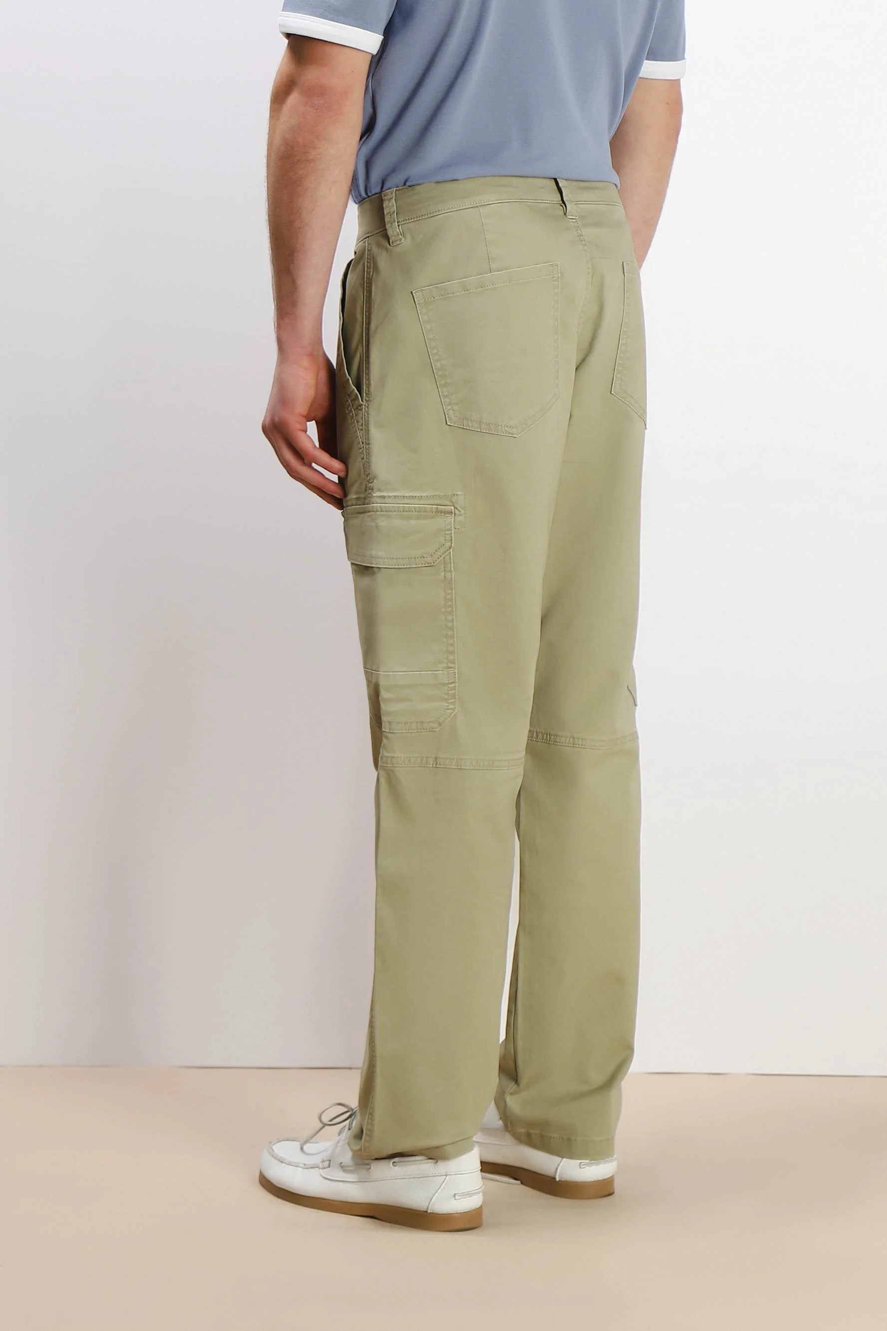 PANTALONE CON TASCONI LATERALI KAKI - Image 4