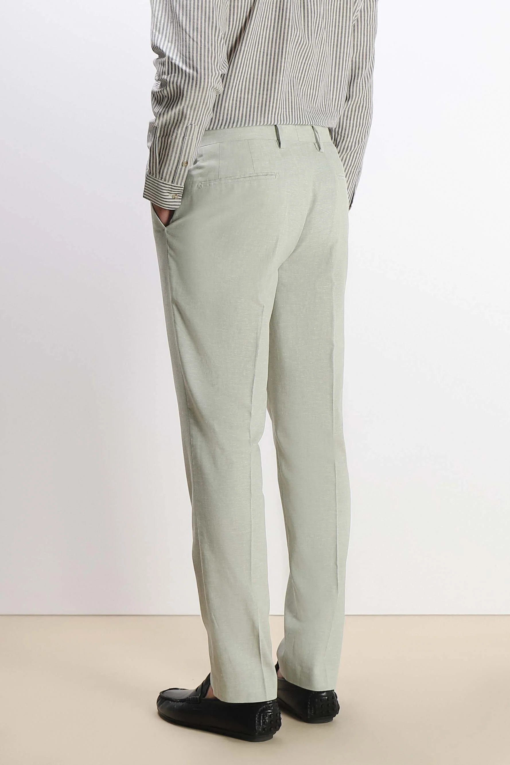 PANTALONE DA ABITO IN MISTO LINO VERDE - Image 4