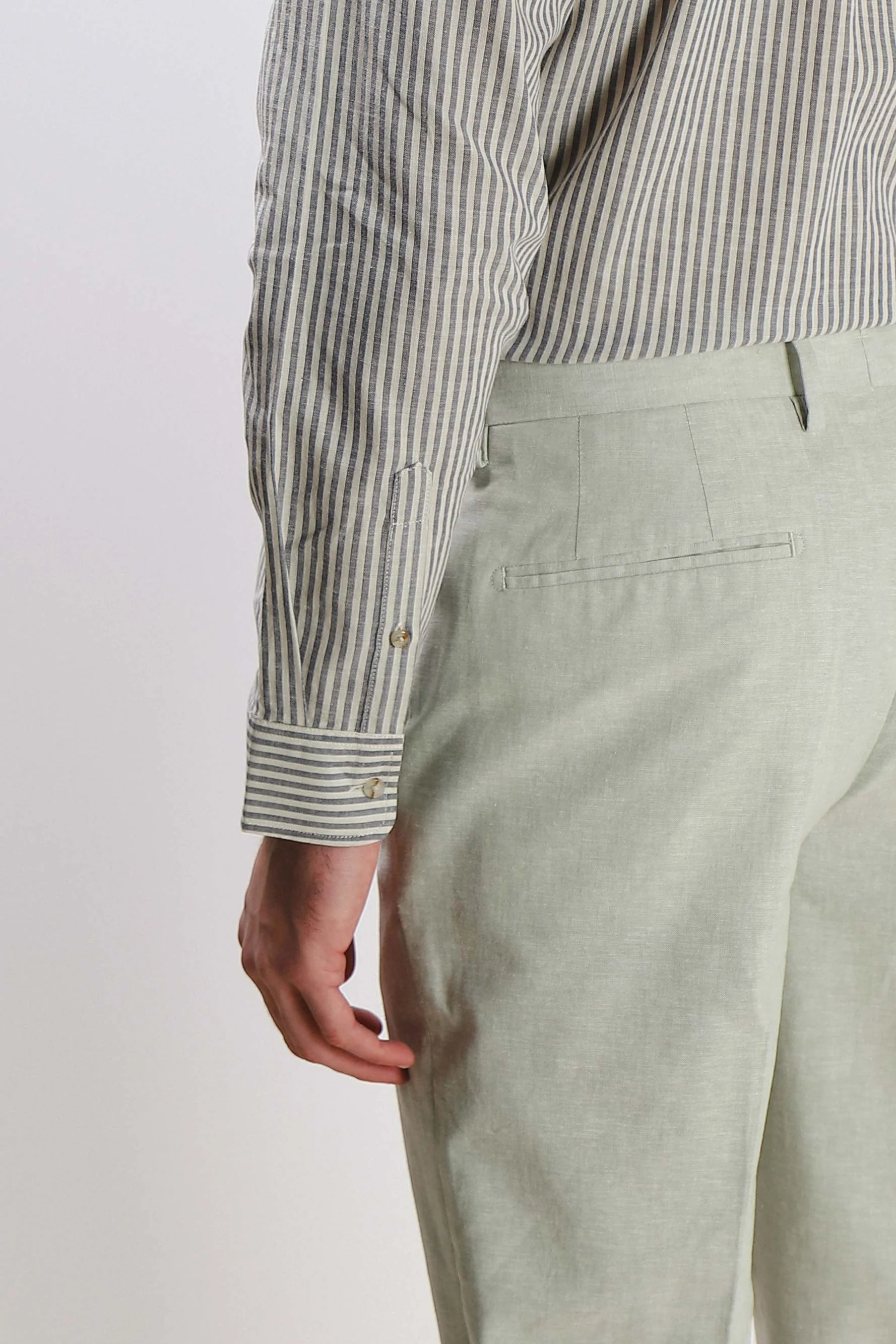 PANTALONE DA ABITO IN MISTO LINO VERDE - Image 5