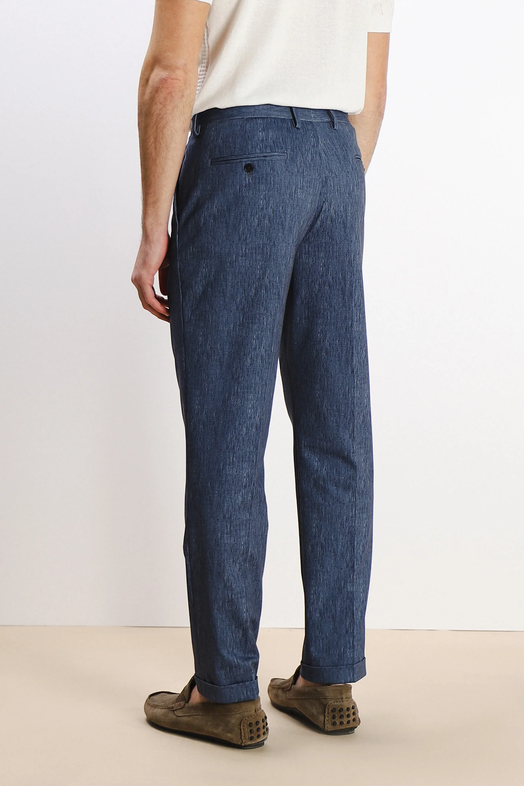 PANTALONE DA ABITO IN PUNTO MILANO BLEU - Image 4