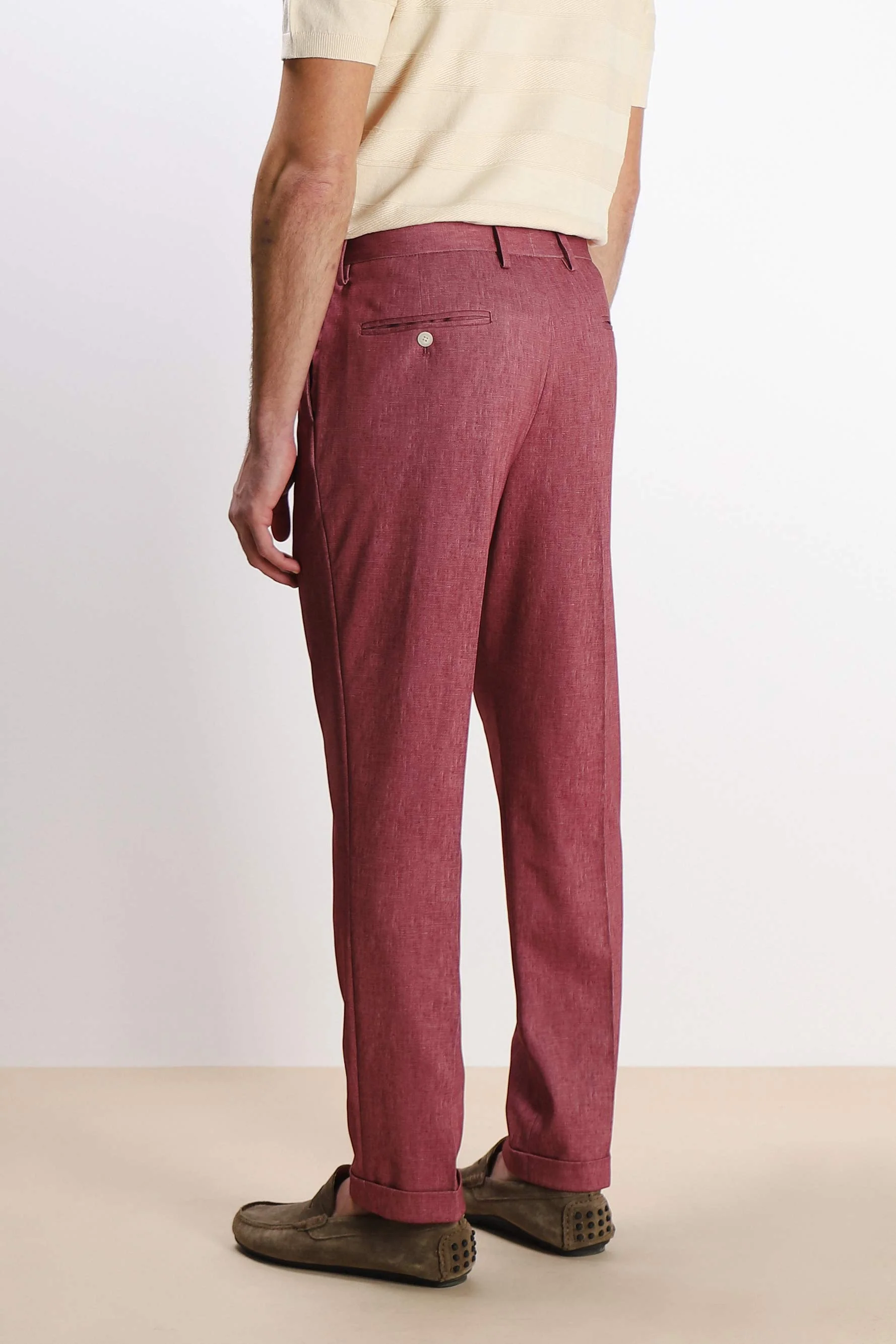 PANTALONE DA ABITO IN PUNTO MILANO ROSSO AMARANTO - Image 4