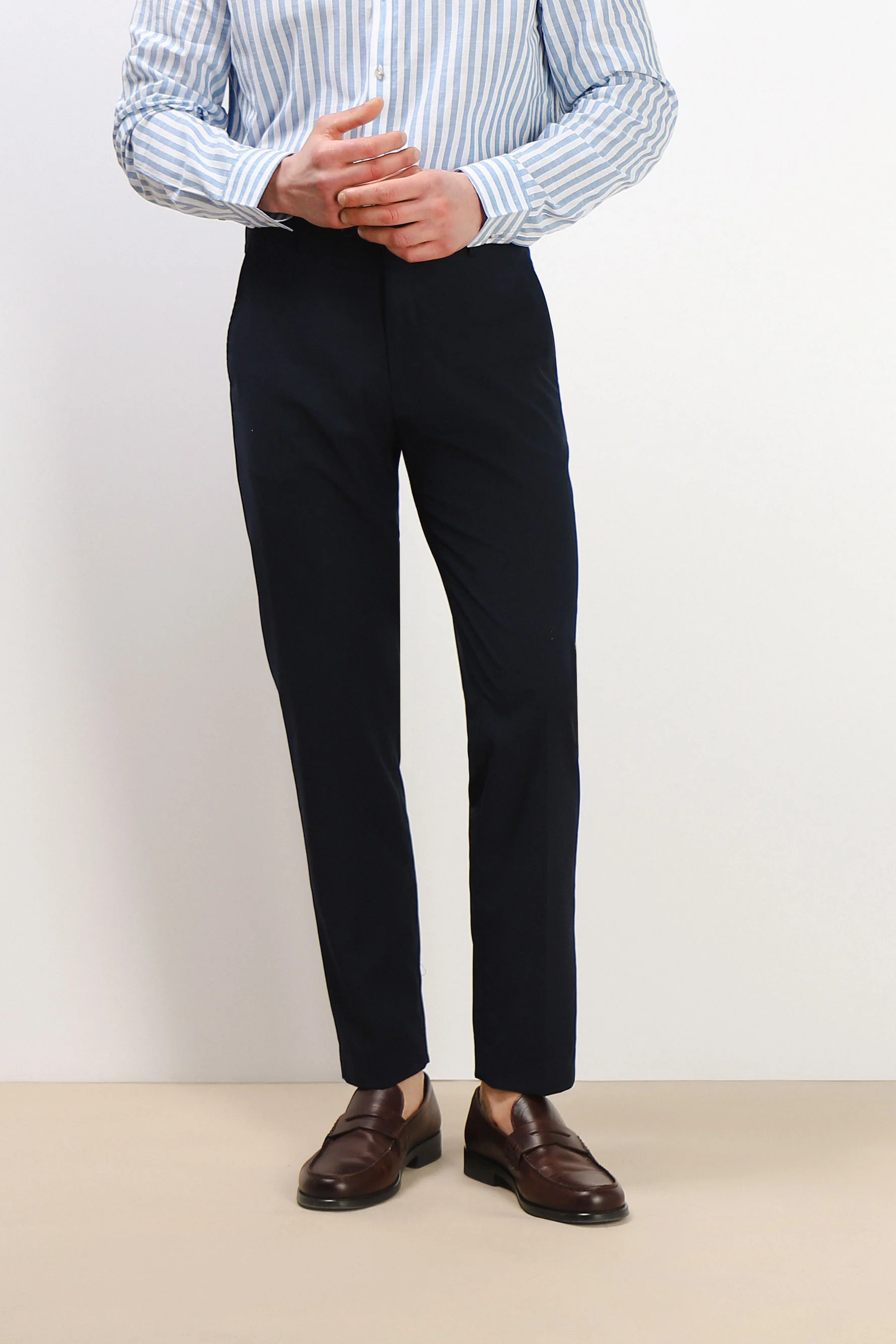 PANTALONE DA ABITO SENZA RISVOLTO BLEU - Image 2