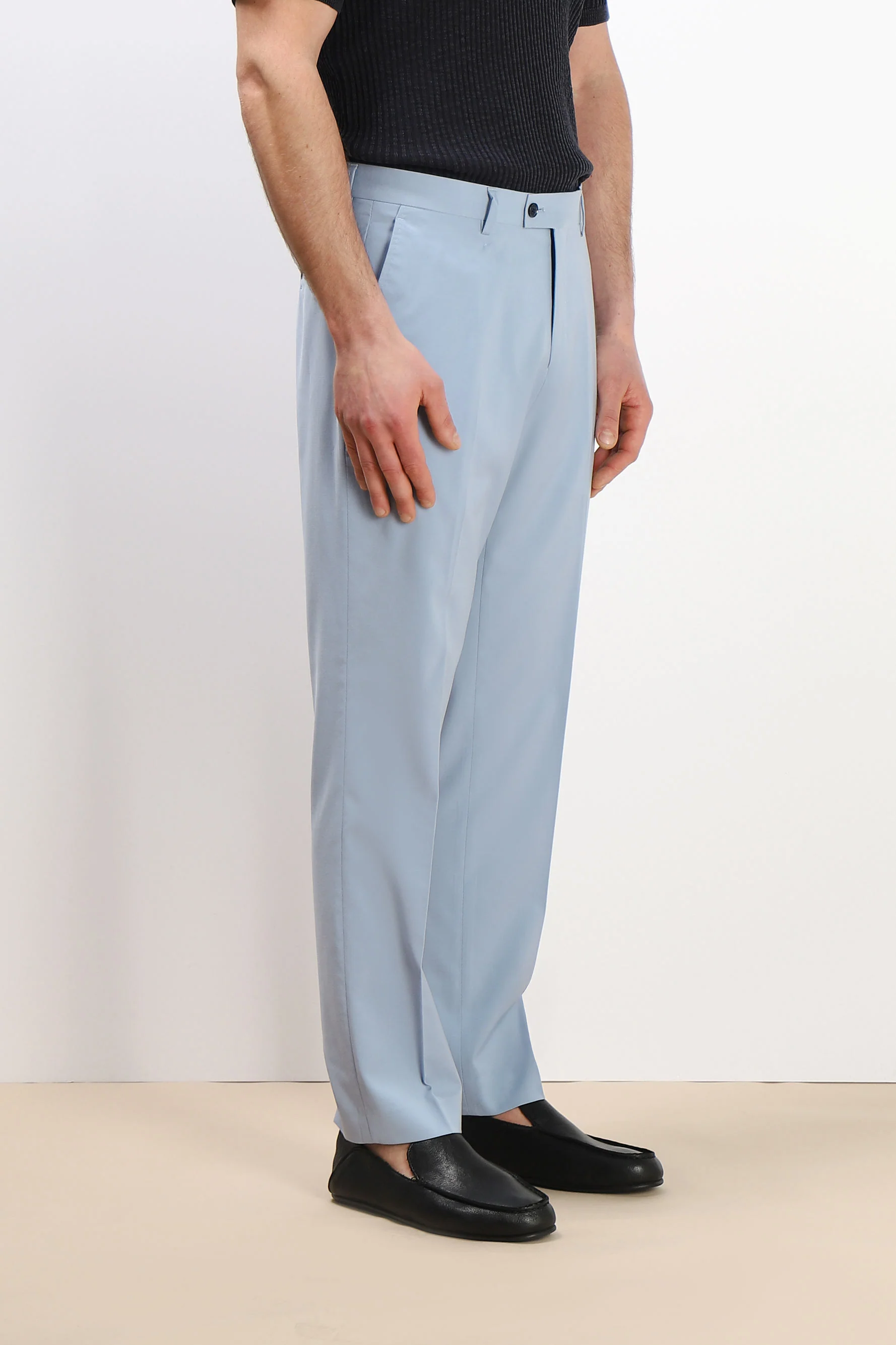PANTALONE DA ABITO SENZA RISVOLTO CIELO - Image 3