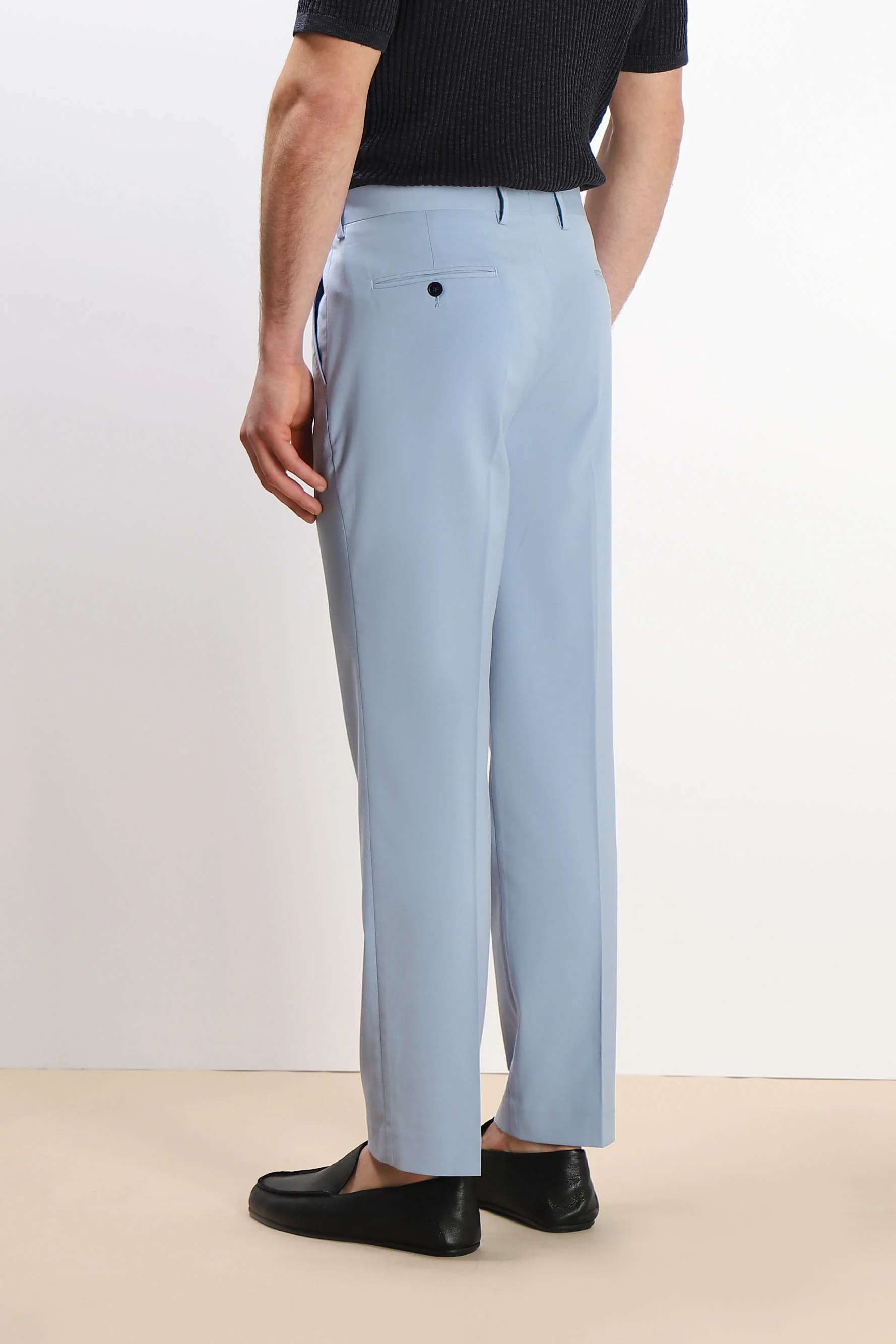 PANTALONE DA ABITO SENZA RISVOLTO CIELO - Image 4