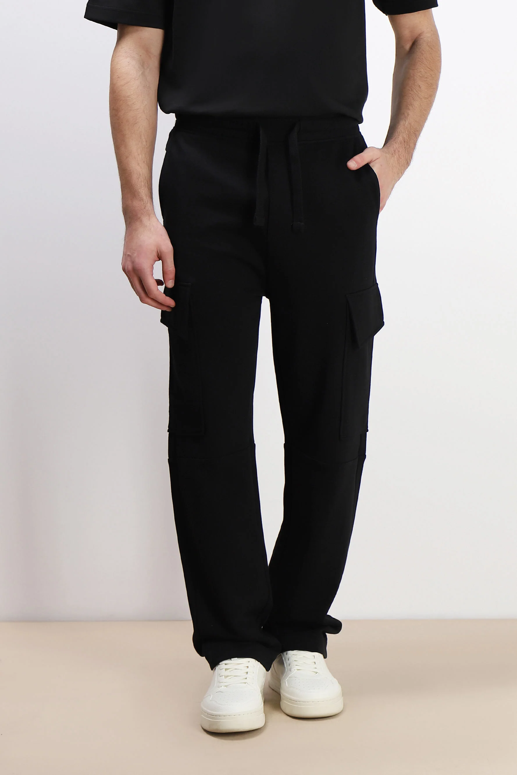 PANTALONE JOGGER IN FELPA E COULISSE NERO - Image 2