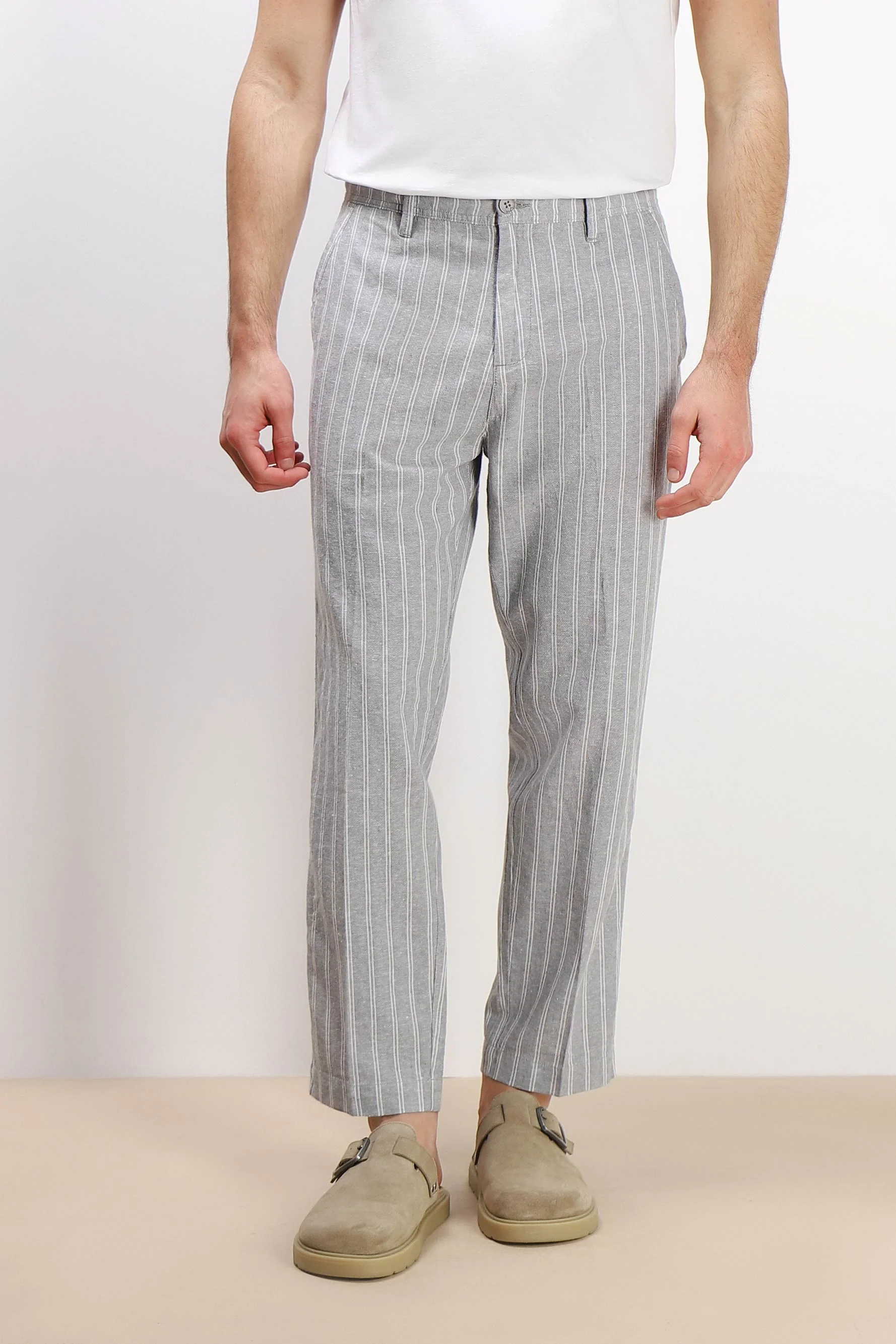 PANTALONE MISTO LINO CON COULISSE F GRIGIO - Image 2