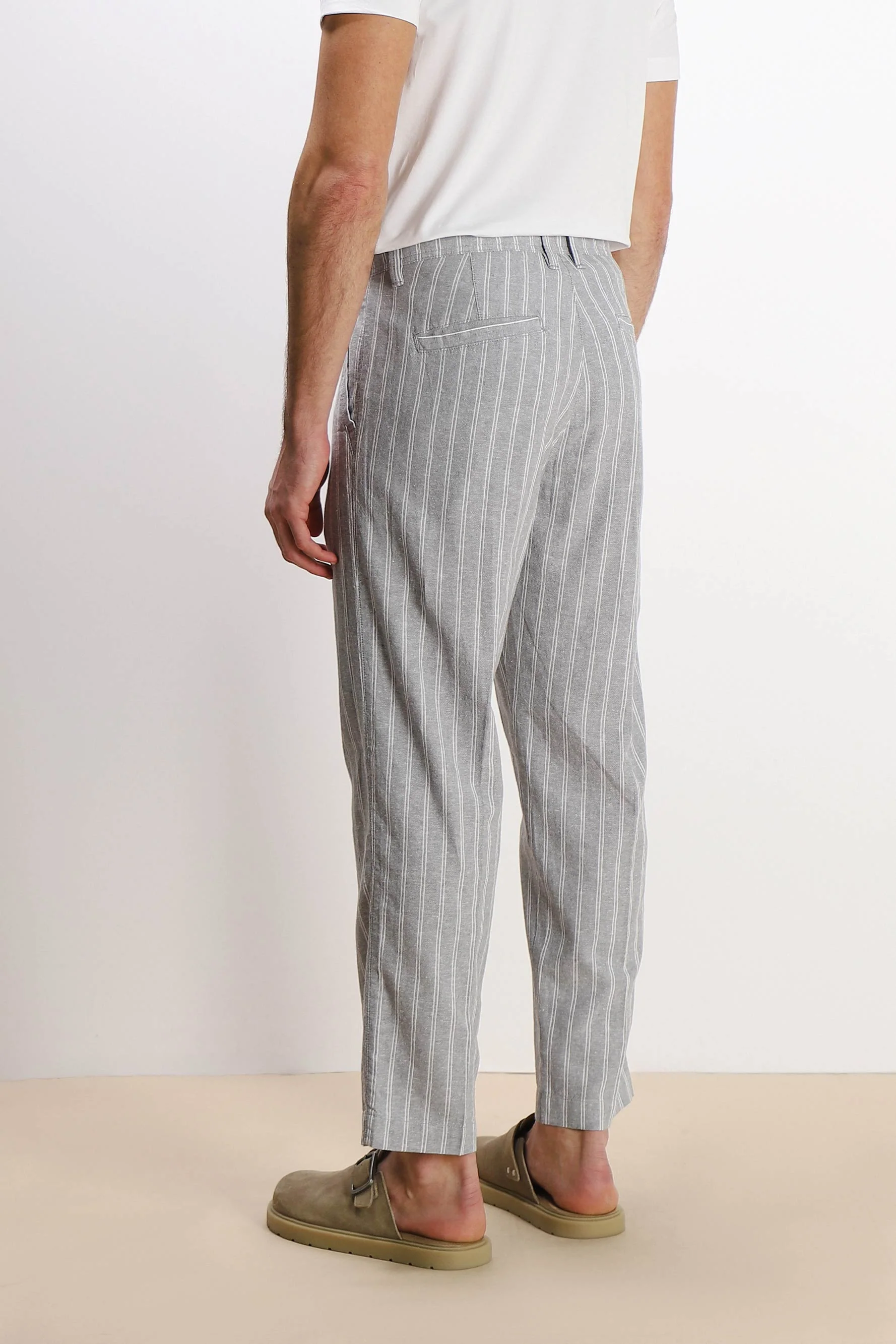 PANTALONE MISTO LINO CON COULISSE F GRIGIO - Image 4