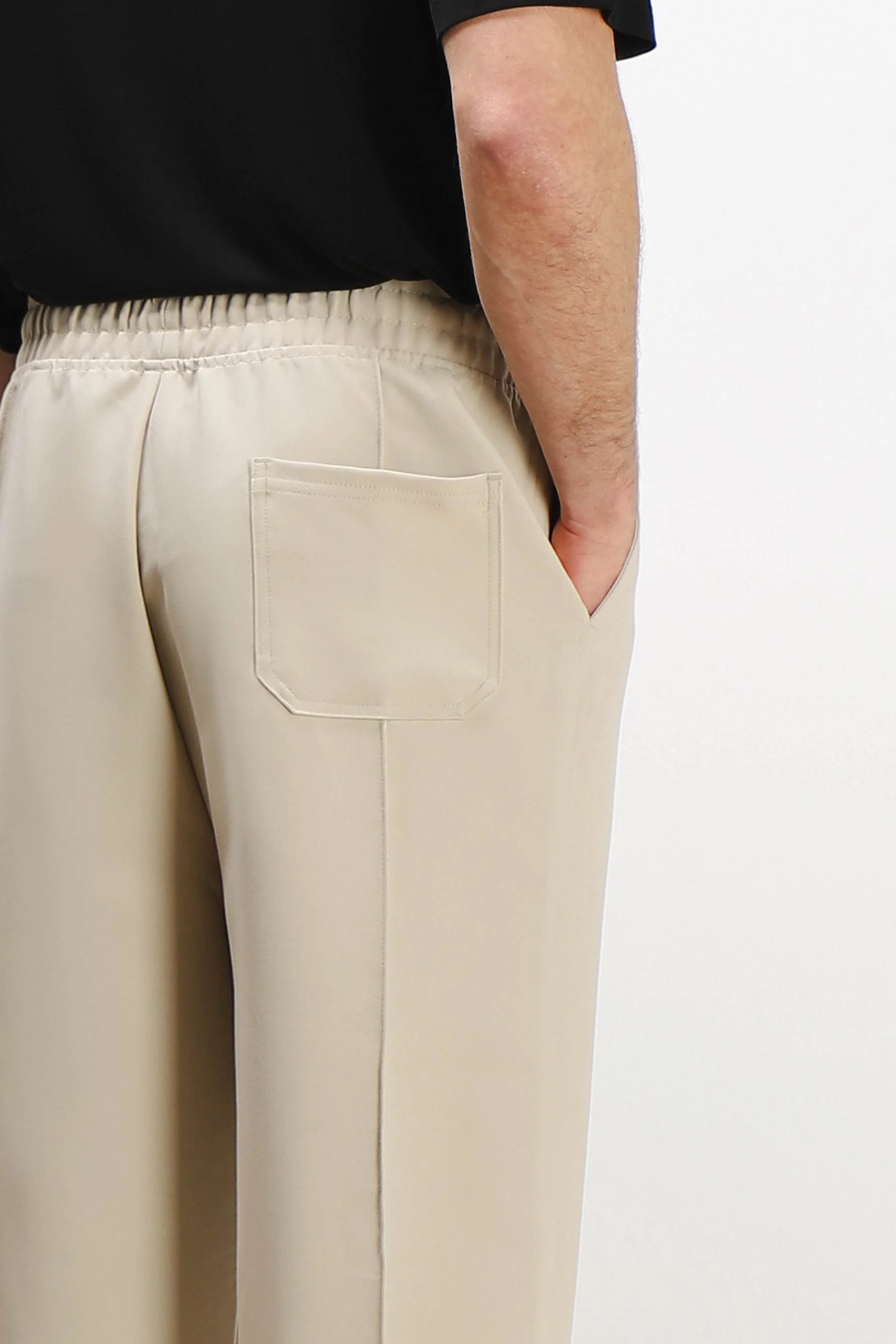 PANTALONE MORBIDO CON ELASTICO IN VITA BEIGE - Image 5