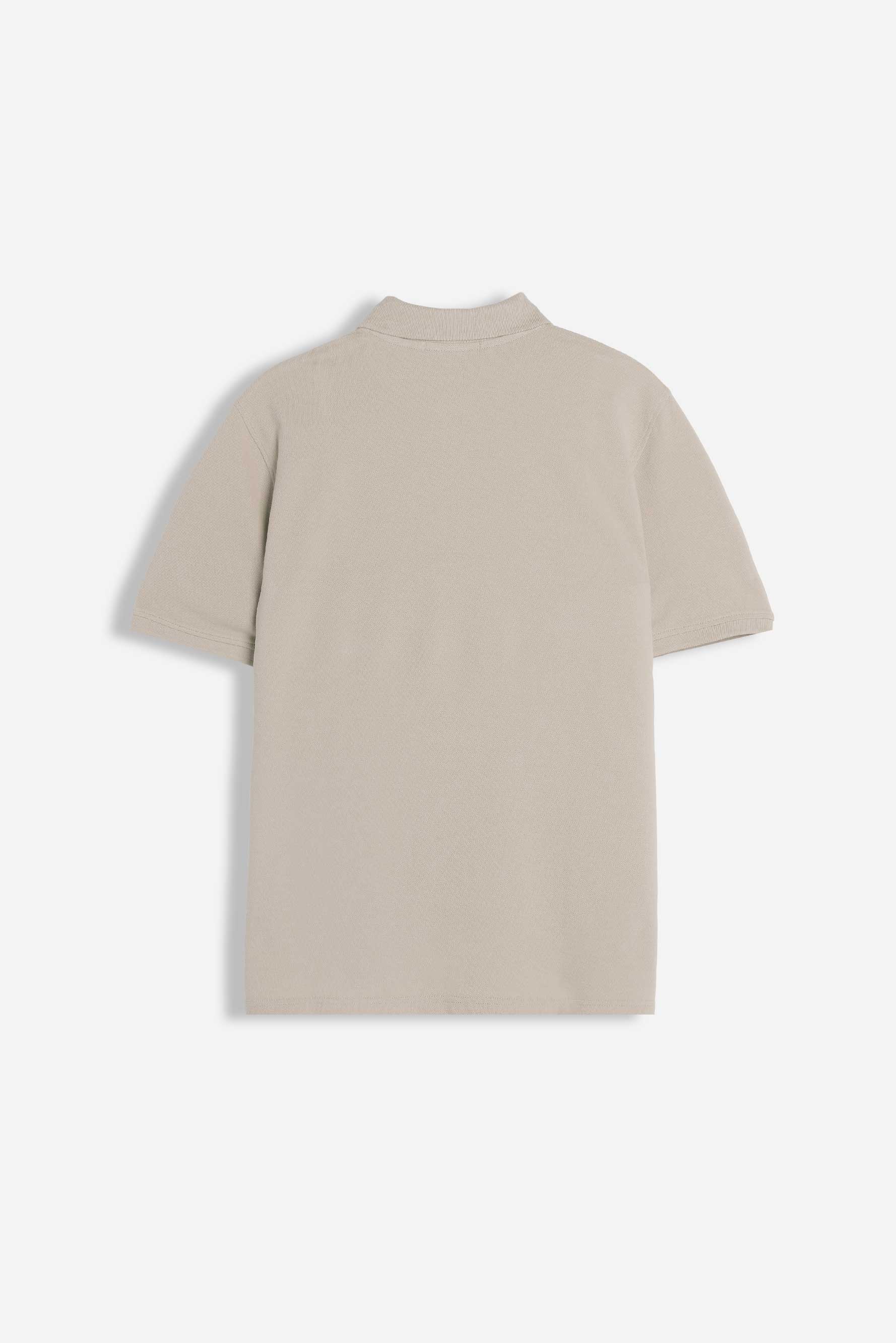 POLO PIQUET BASIC TINTA UNITA E LOGO BEIGE - Image 4