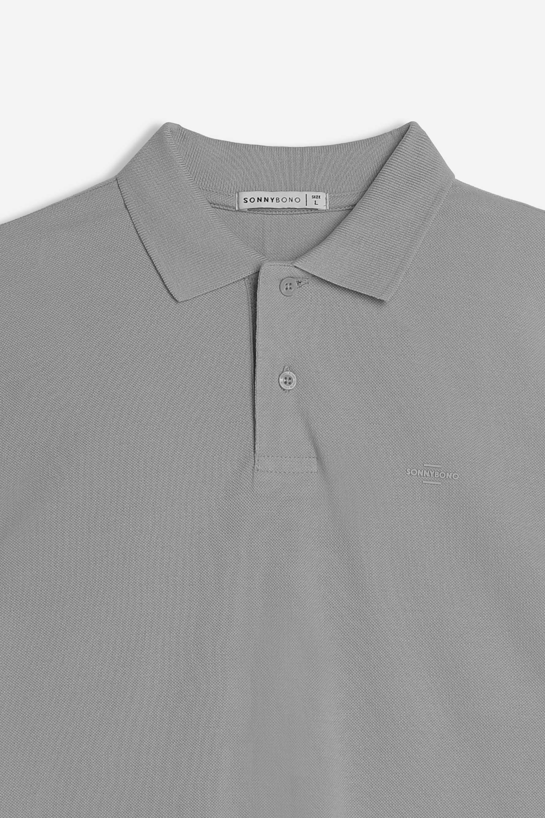 POLO PIQUET BASIC TINTA UNITA E LOGO GRIGIO SCURO - Image 3