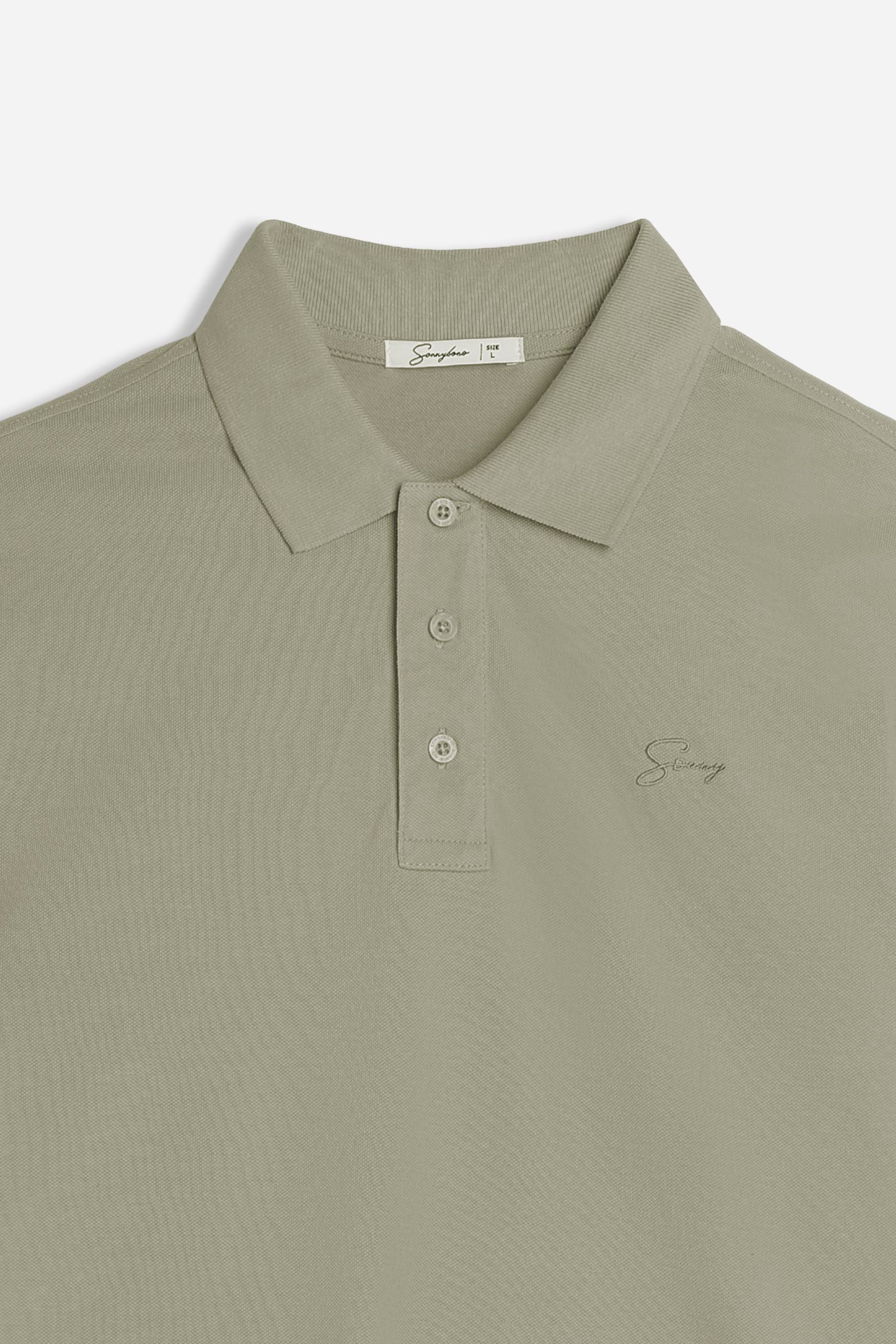 POLO PIQUET BASIC TINTA UNITA KAKI - Image 3