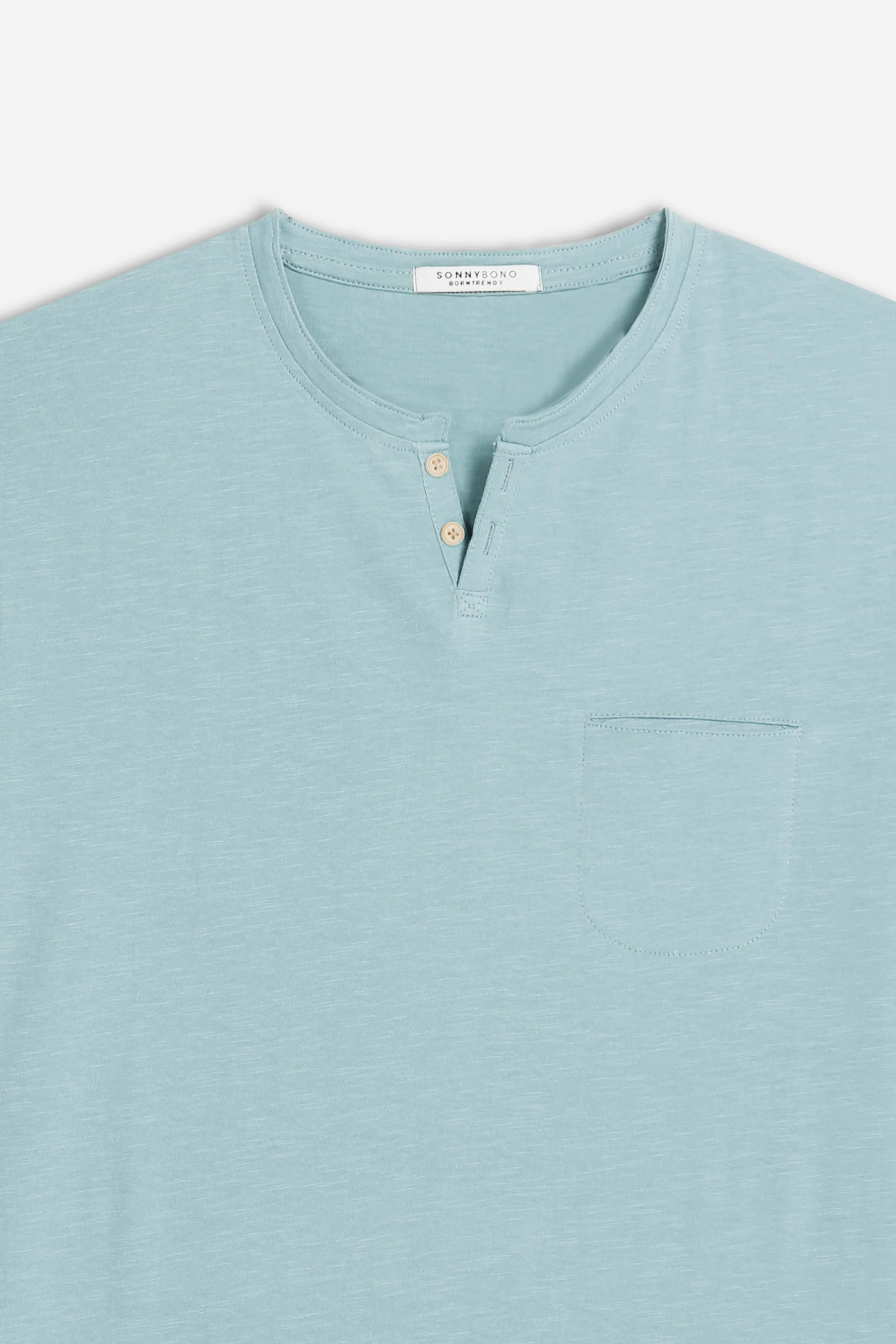 T-SHIRT COLLO A GOCCIA IN SLUB POLVERE - Image 2