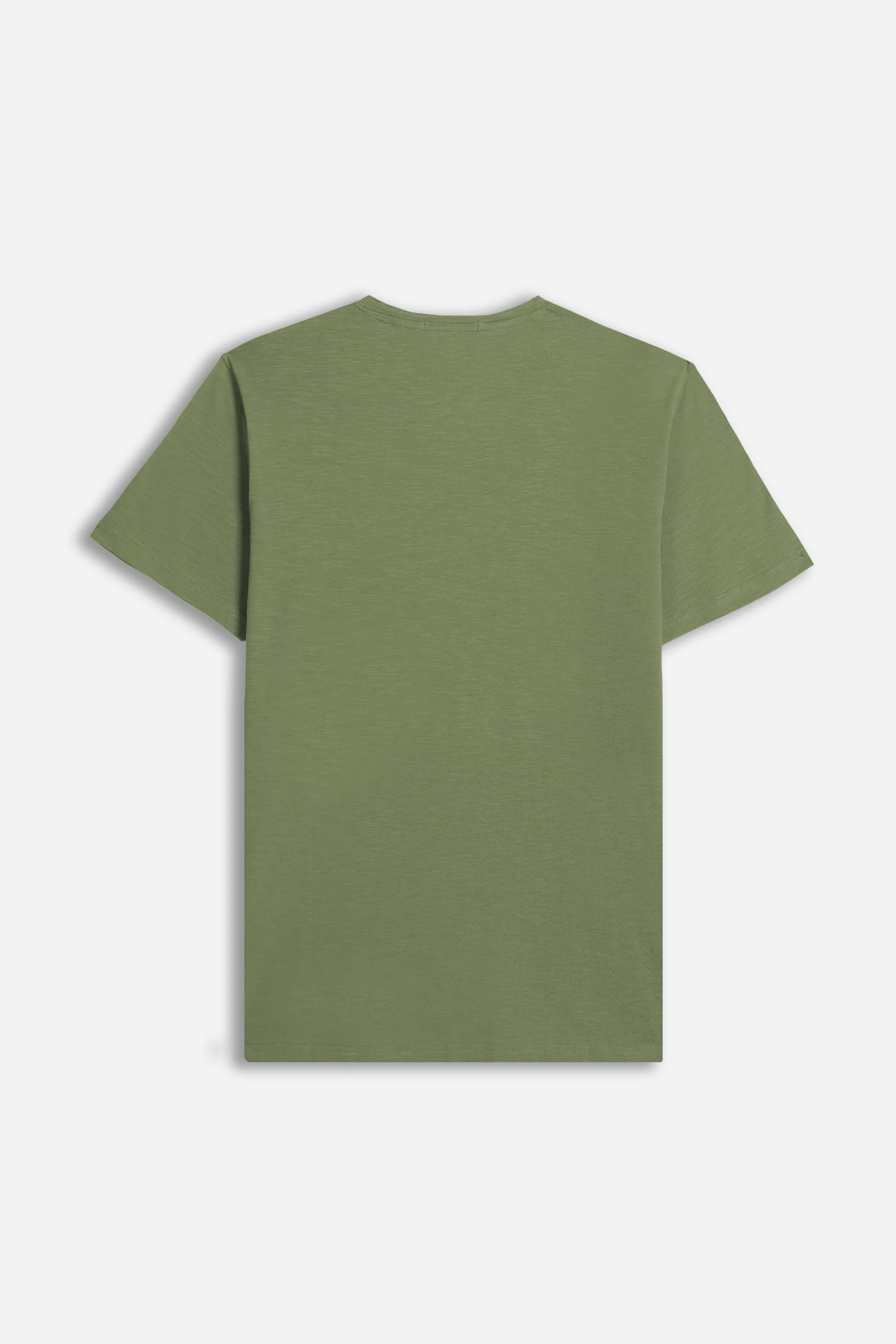 T-SHIRT COLLO A GOCCIA IN SLUB VERDE MILITARE - Image 3