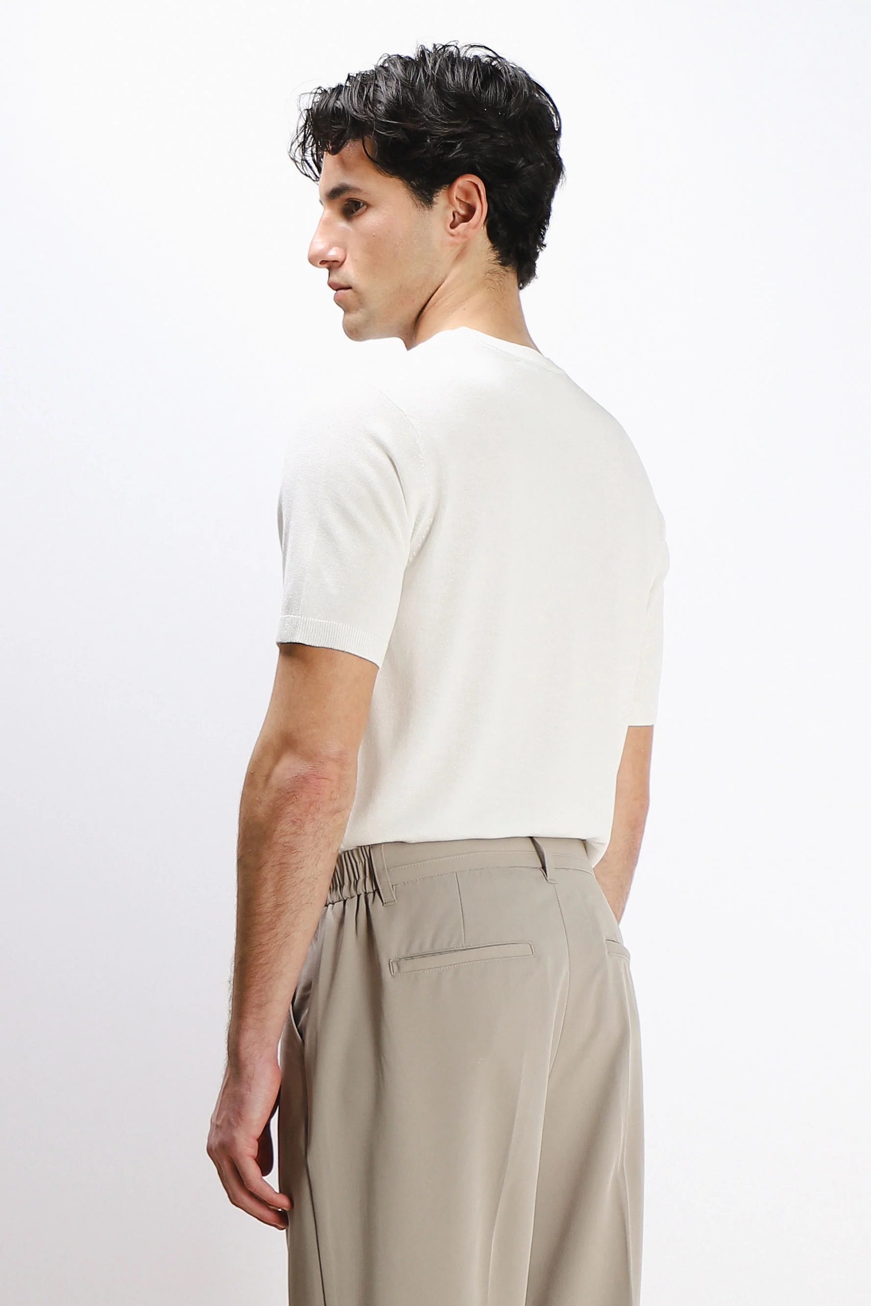T-SHIRT GIRCOLLO IN MAGLINA BIANCO - Image 4