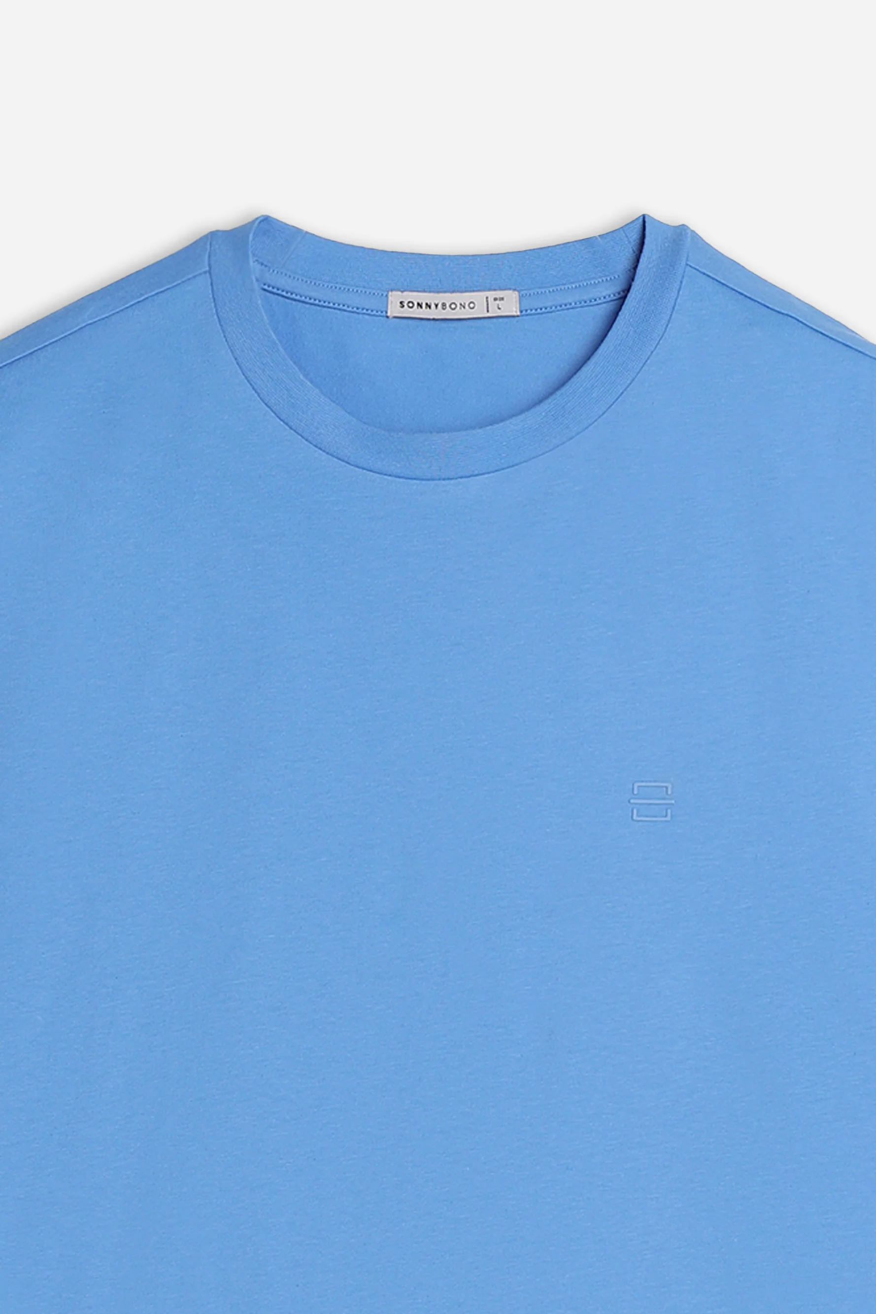 T-SHIRT GIROCOLLO BASIC CON DETTAGLIO AZZURRO - Image 3
