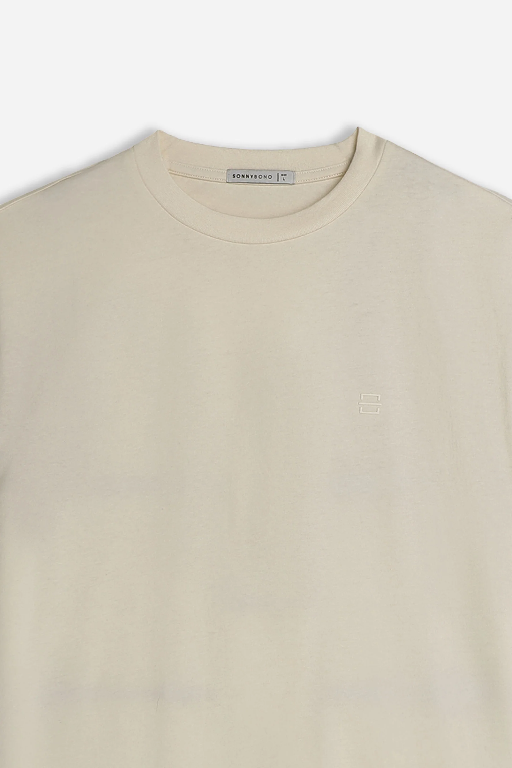T-SHIRT GIROCOLLO BASIC CON DETTAGLIO BEIGE - Image 3