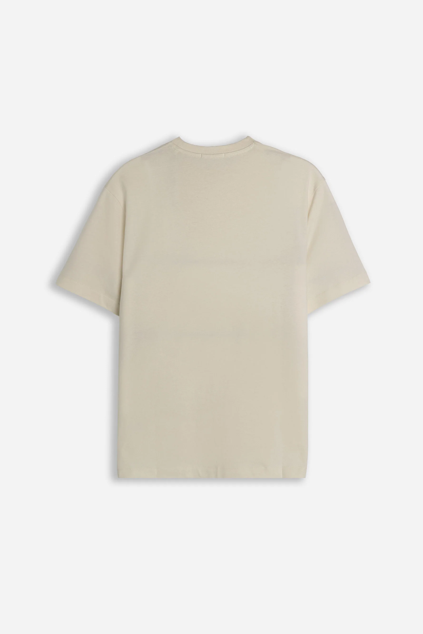 T-SHIRT GIROCOLLO BASIC CON DETTAGLIO BEIGE - Image 4