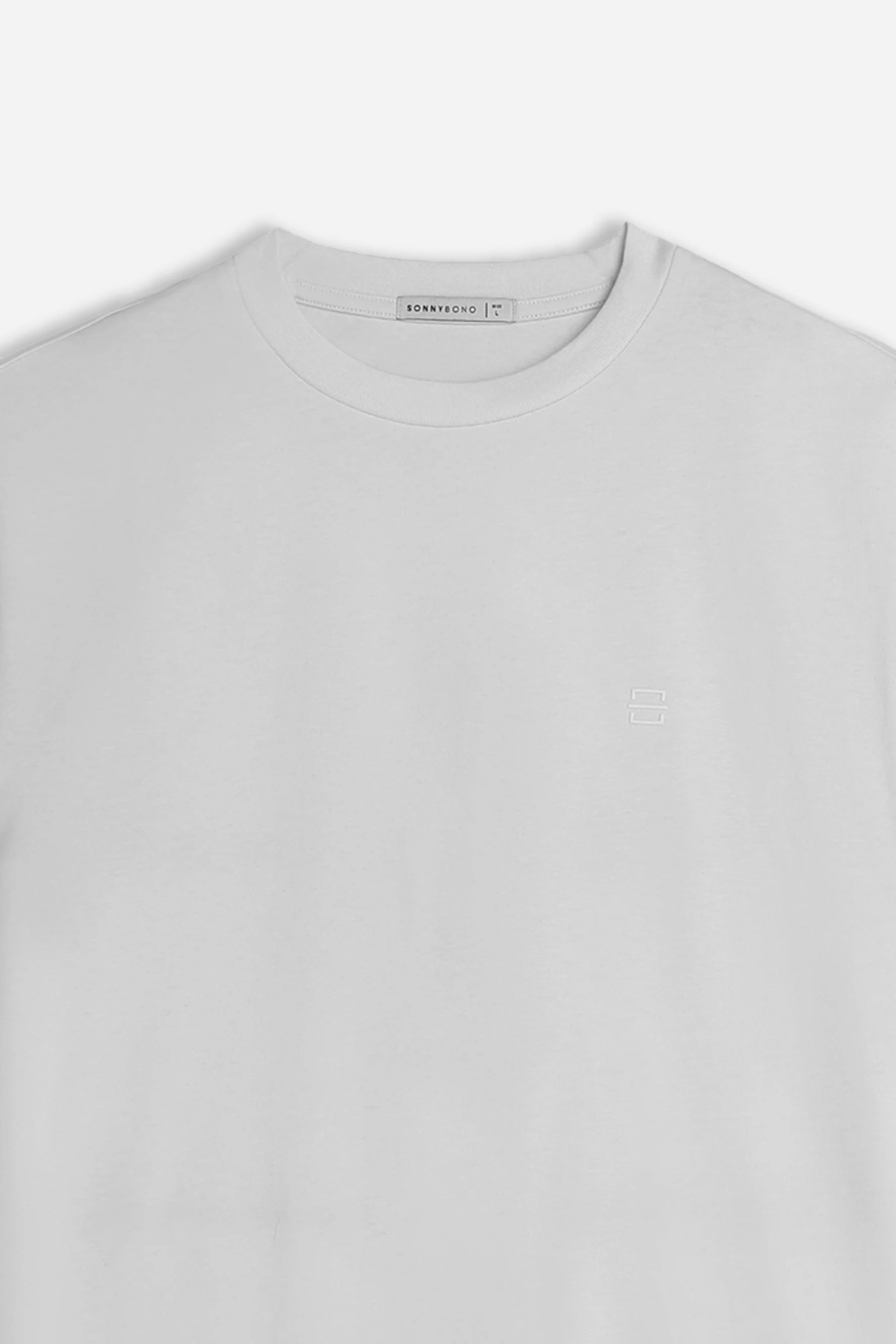 T-SHIRT GIROCOLLO BASIC CON DETTAGLIO GRIGIO GHIACCIO - Image 3