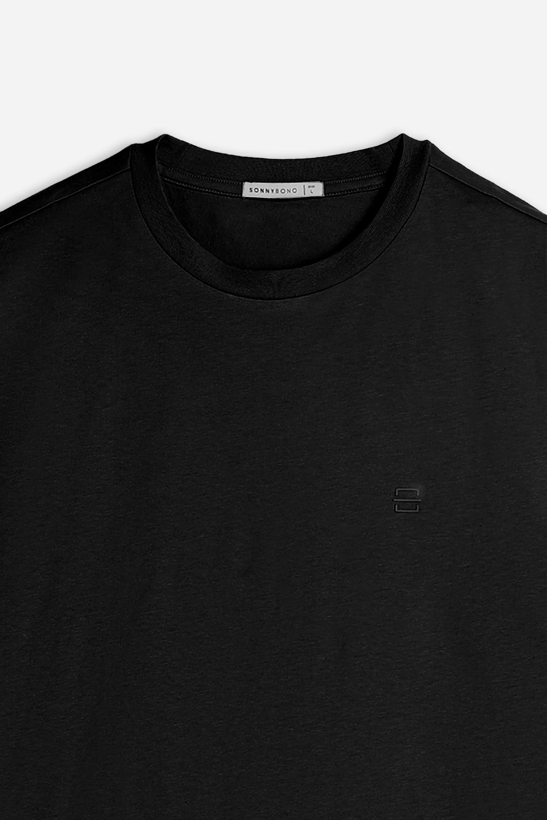 T-SHIRT GIROCOLLO BASIC CON DETTAGLIO NERO - Image 3
