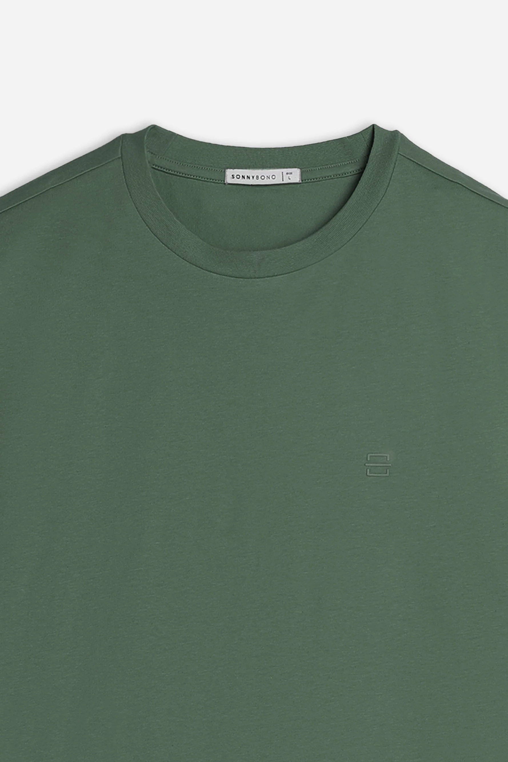 T-SHIRT GIROCOLLO BASIC CON DETTAGLIO VERDE MILITARE - Image 3