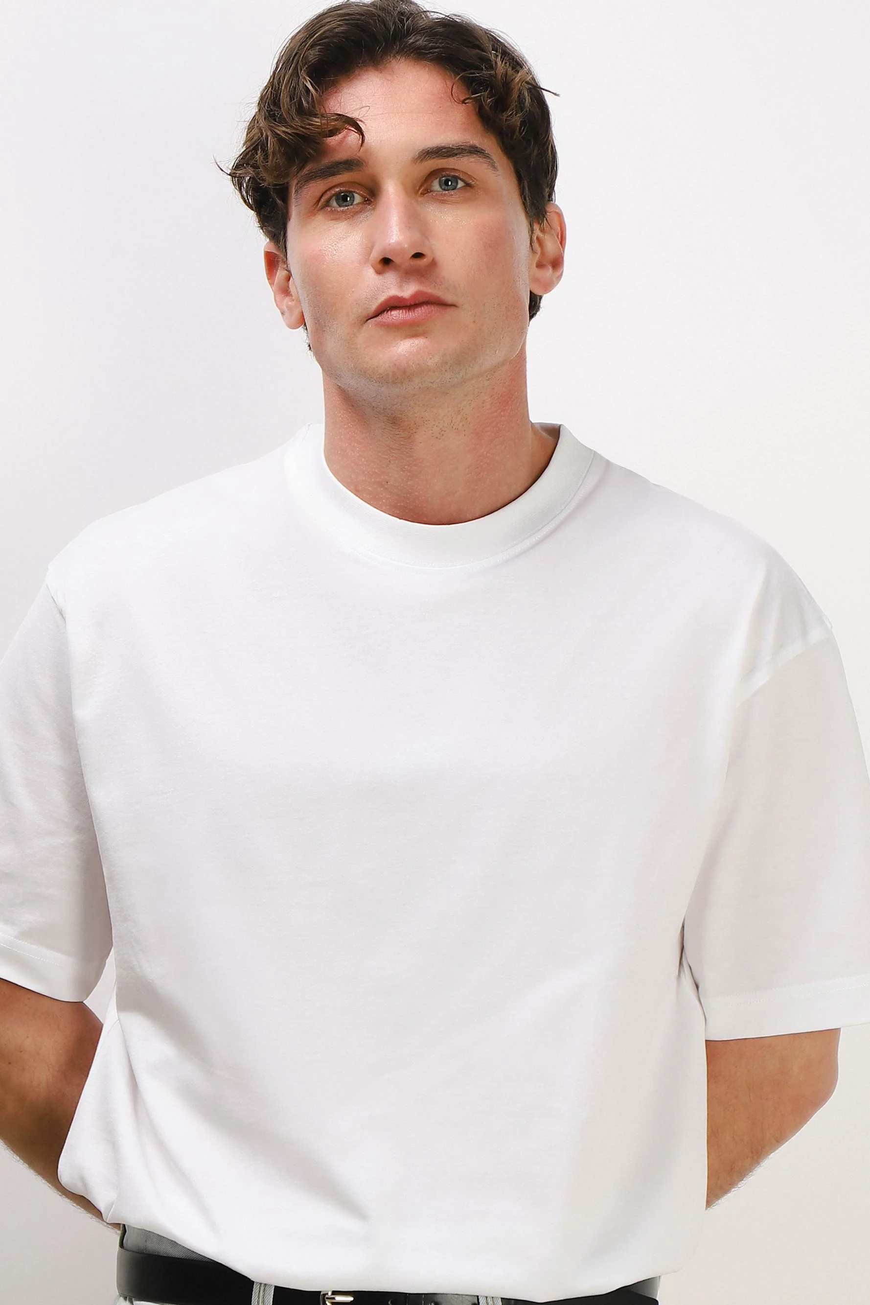 T-SHIRT GIROCOLLO IN COTONE MERCERIZZATO BIANCO - Image 5