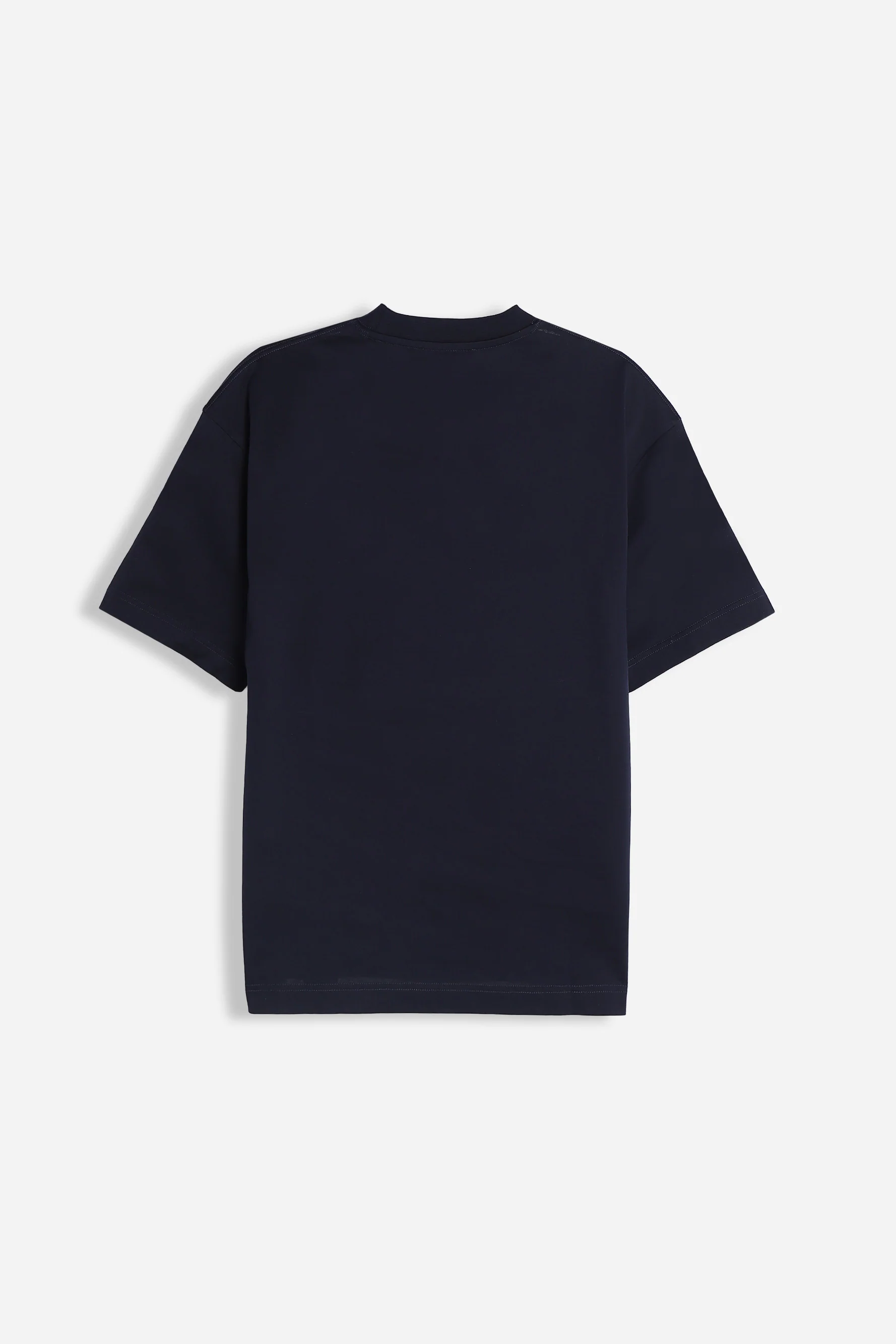 T-SHIRT GIROCOLLO IN COTONE MERCERIZZATO BLEU - Image 4