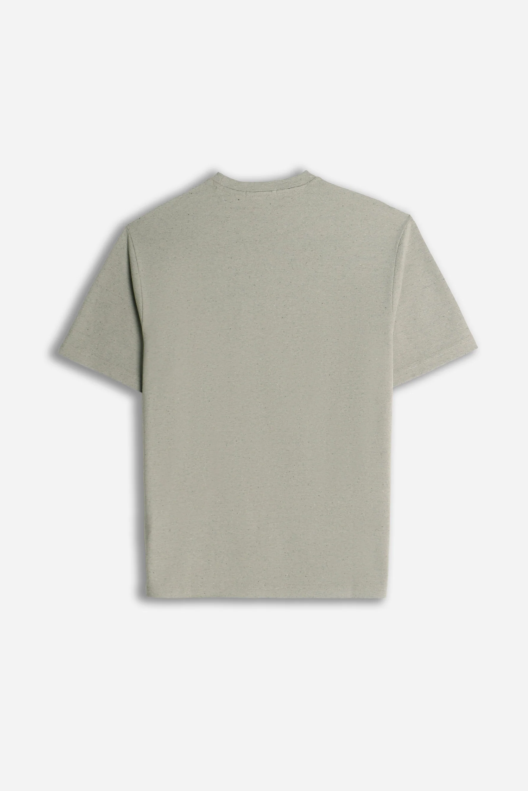 T-SHIRT GIROCOLLO IN JERSEY EFFETTO FIAMMATO VERDE MUSCHIO - Image 3