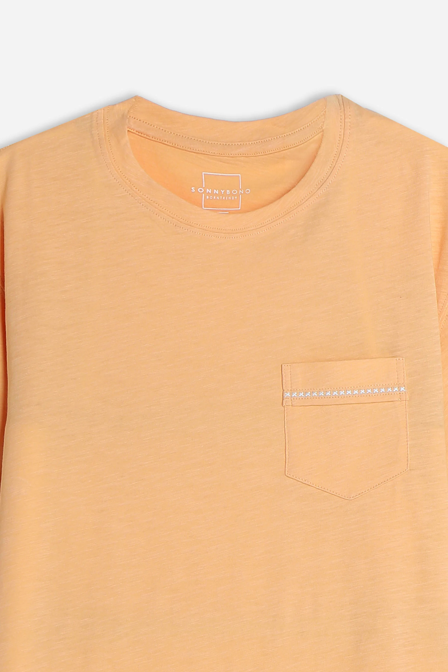 T-SHIRT GIROCOLLO SLUB  CON TASCHINO ALBICOCCA - Image 2