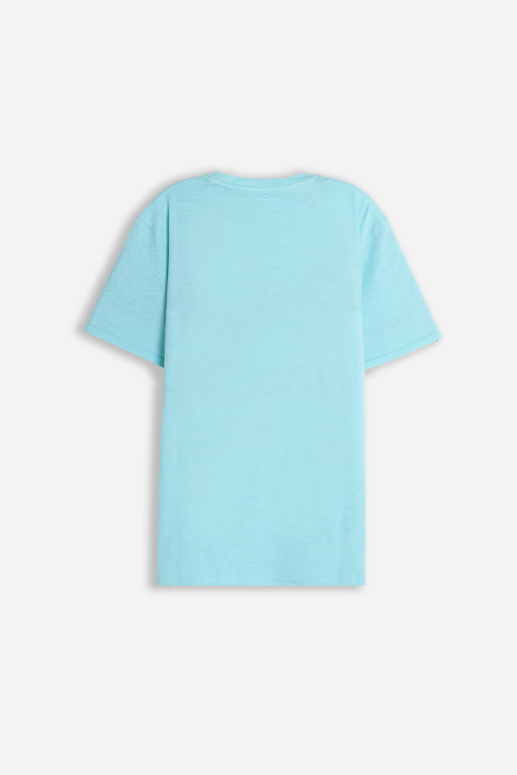 T-SHIRT GIROCOLLO SLUB CON TASCHINO CELESTE - Image 3