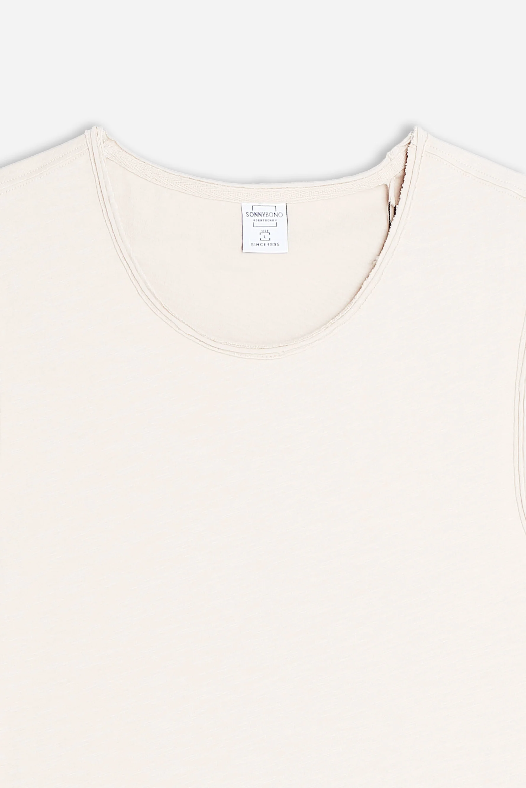 T-SHIRT SMANICATA IN COTONE SLUB GESSO - Image 2