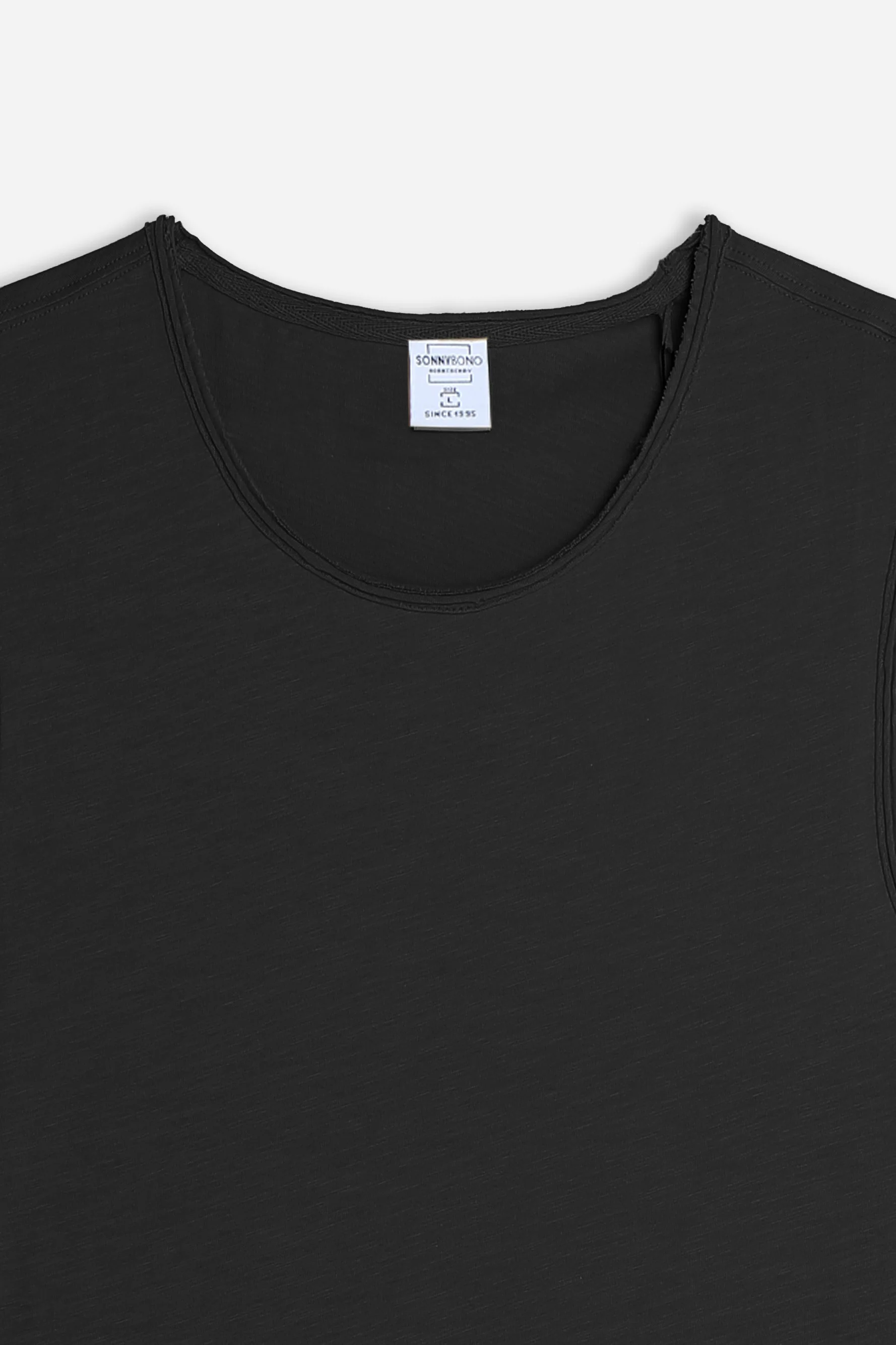 T-SHIRT SMANICATA IN COTONE SLUB NERO - Image 2